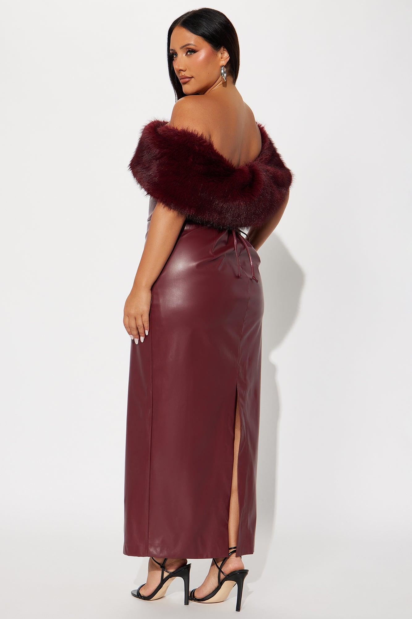 Jovie Faux Leather Maxi Dress - Burgundy Product Image