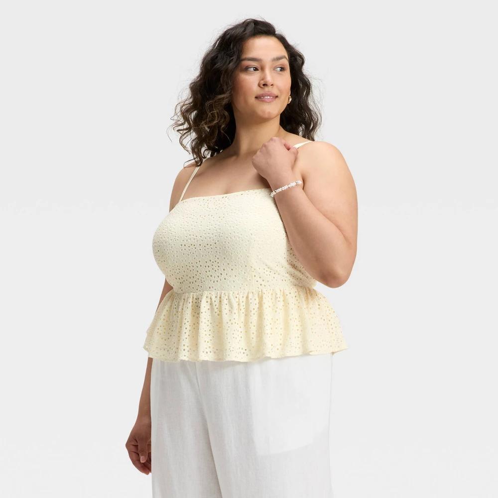 Women's Peplum Tank Top - A New Day™ White Product Image
