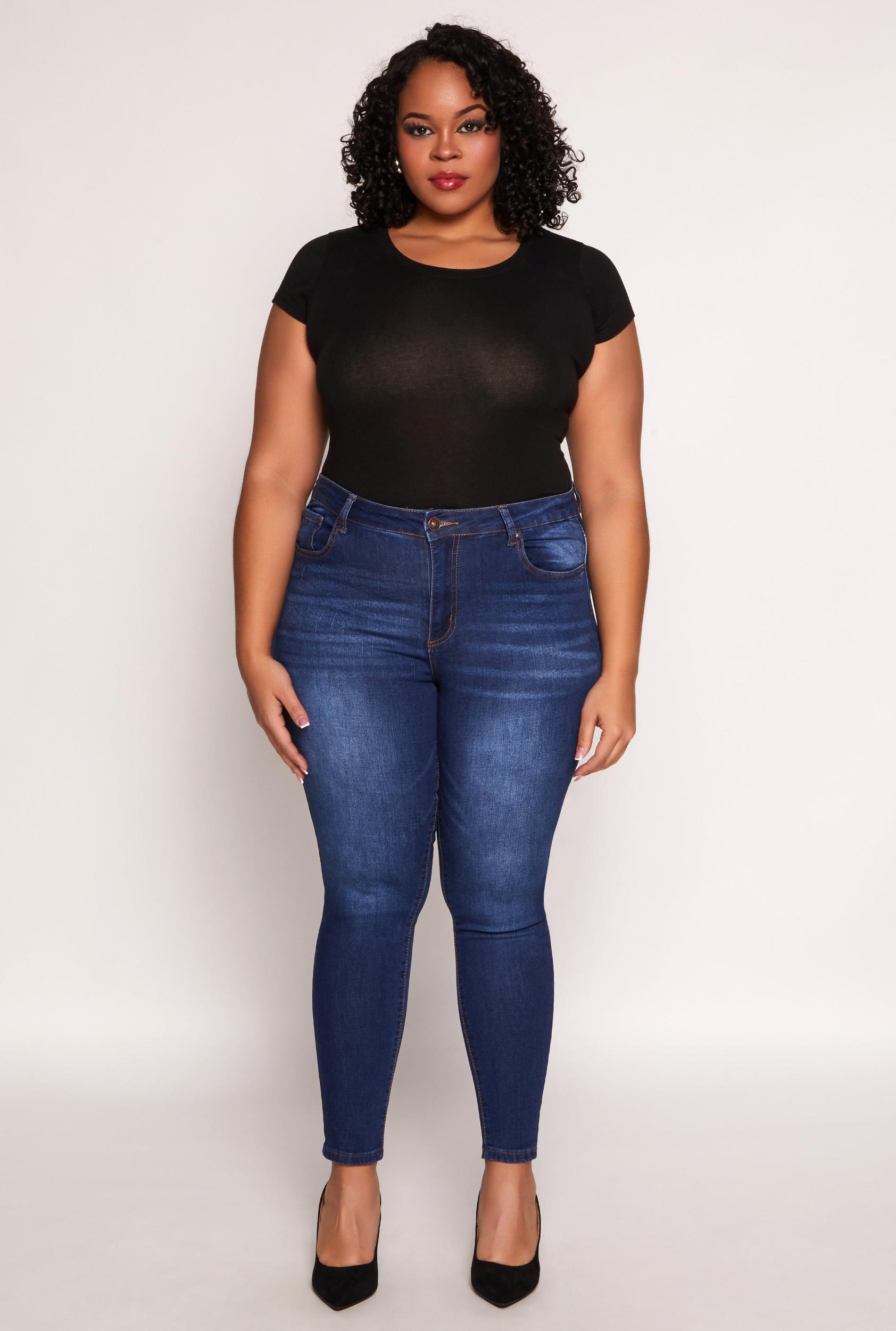 Womens Plus Size WAX High Waisted Skinny Jeans Product Image