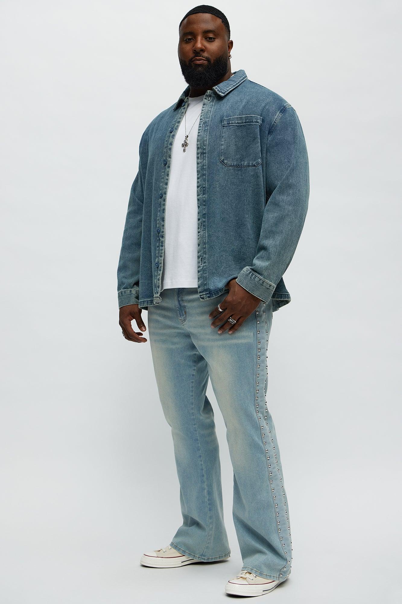 Stacked Slim Flare Stud On The Side Jeans - Light Wash Product Image
