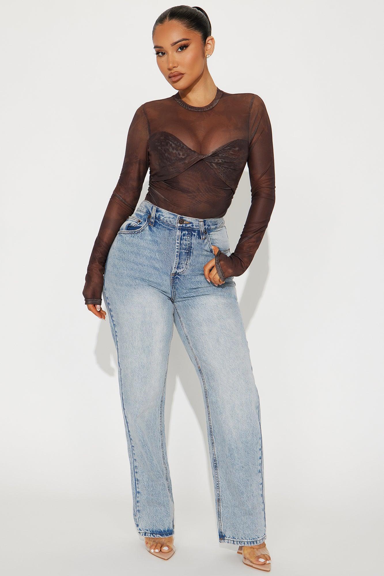 Kaia Mesh Top - Brown/combo Product Image