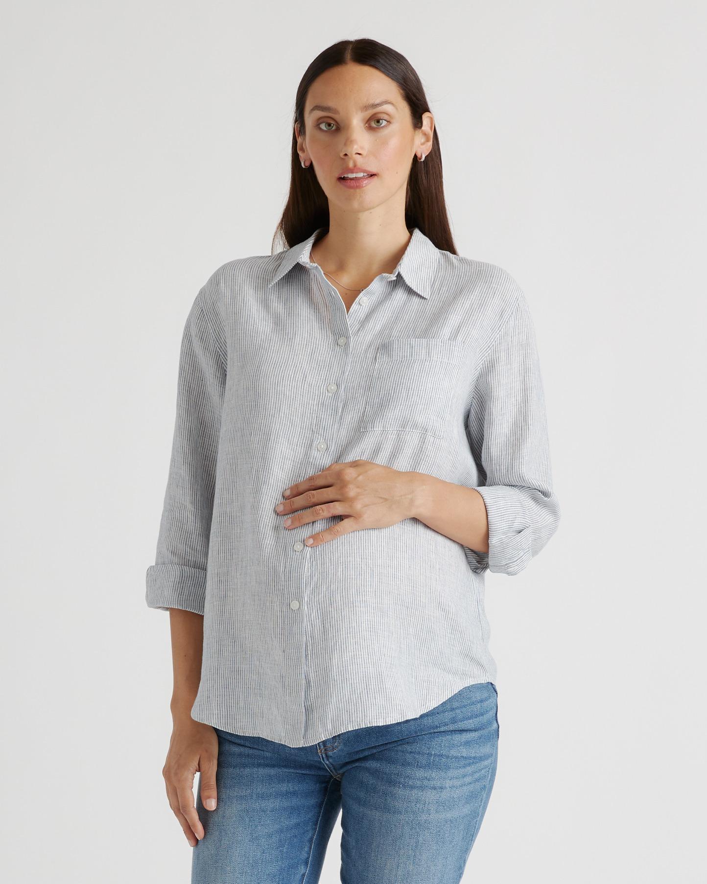 Quince | Women's 100% European Linen Maternity Long Sleeve Shirt Size XL Product Image