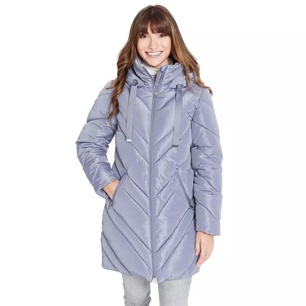 Women's Nine West Chevron Quilted Puffer Jacket, Size: Small, Black Product Image