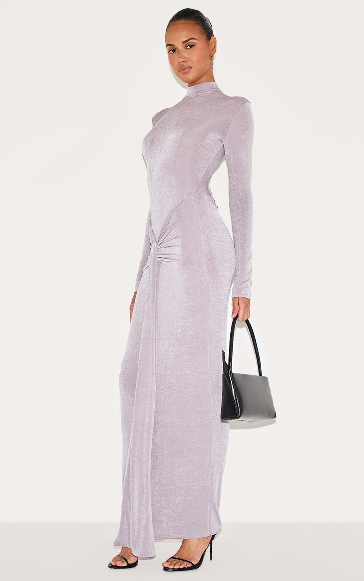  Mushroom Slinky Acetate Wrap Maxi Dress Product Image
