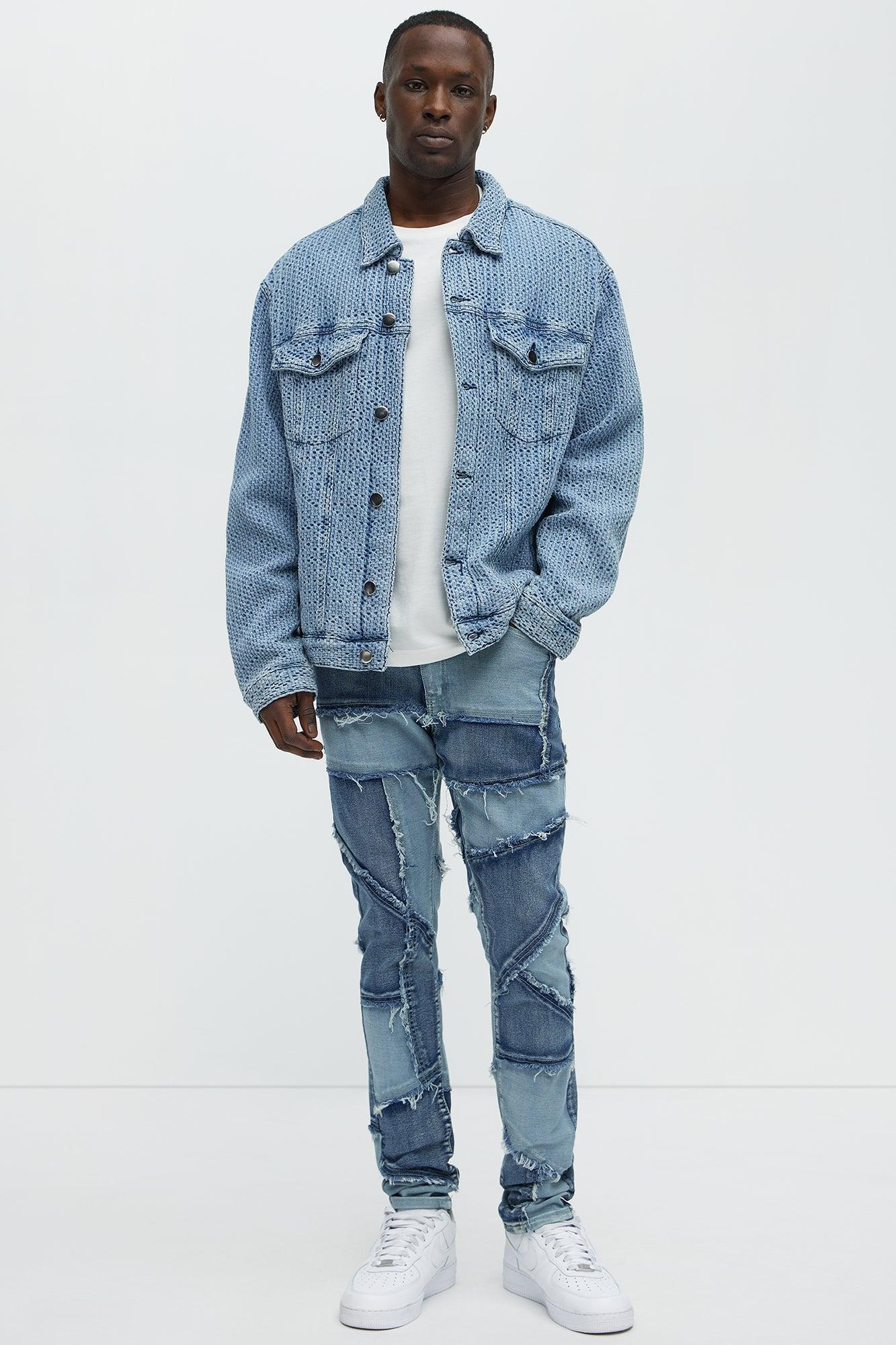 Skinny Patch It With Fray Jeans - Medium Blue Wash Product Image
