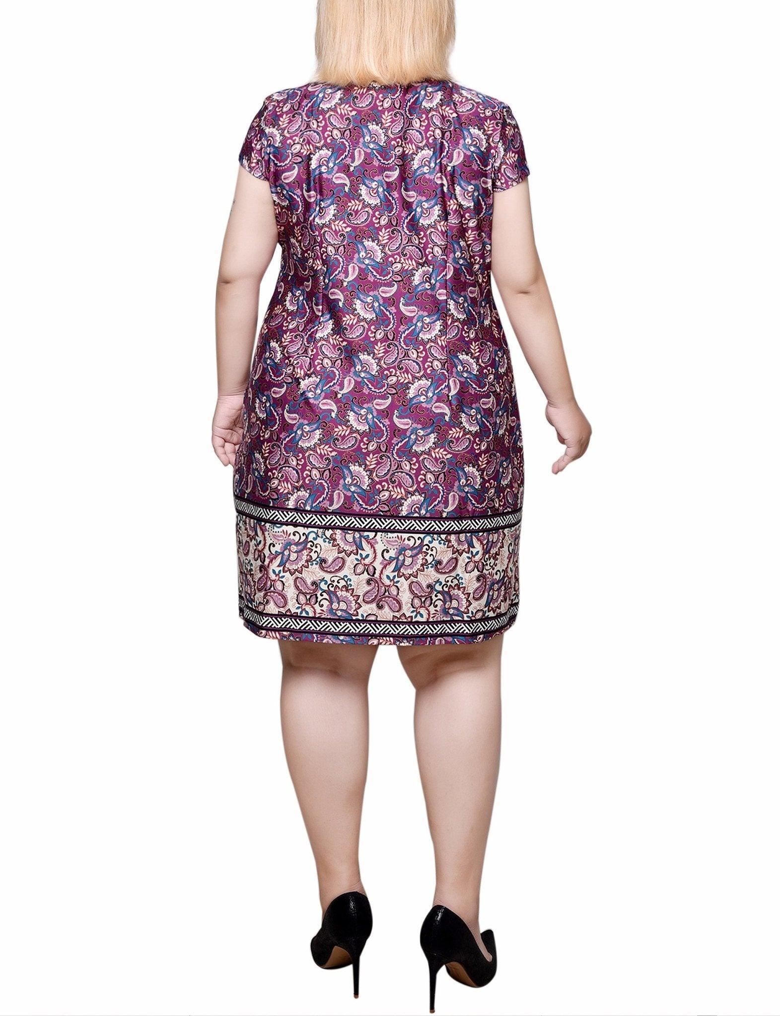 Plum Otrera Border Print Knee Length Dress - Plus Product Image
