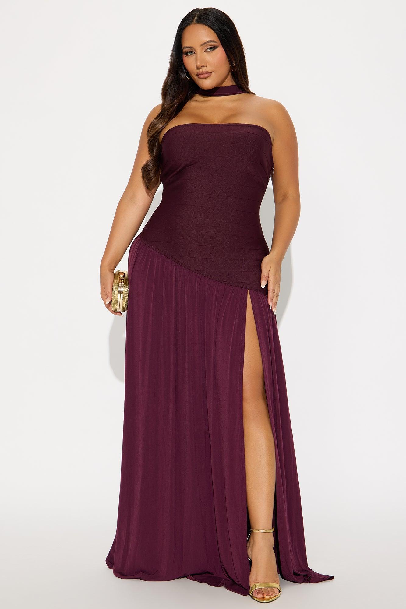 Amelia Drop Waist Bandage Gown - Plum Product Image