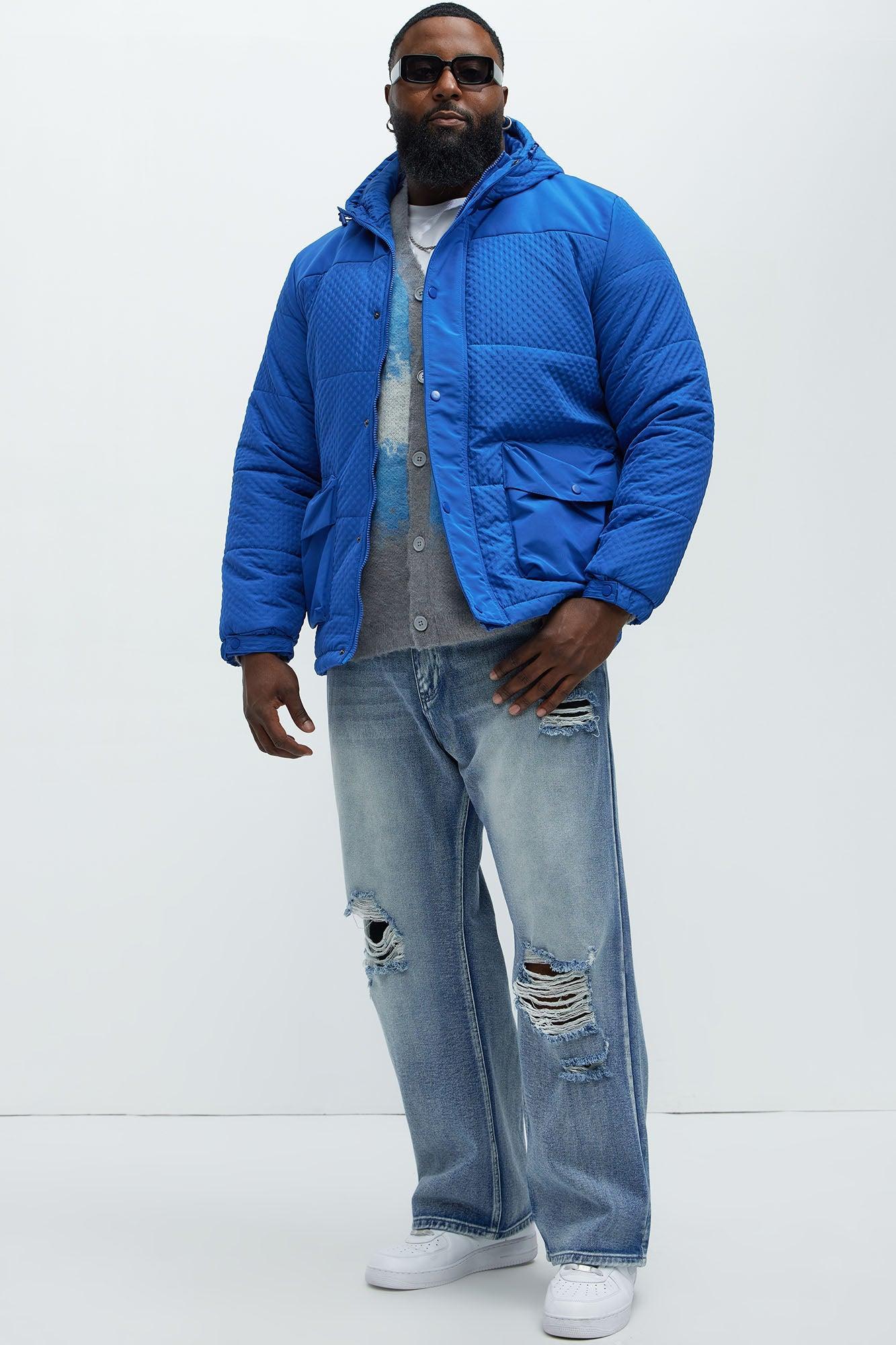No Pressure Heavyweight Diamondquilt Puffer Jacket - Blue Product Image