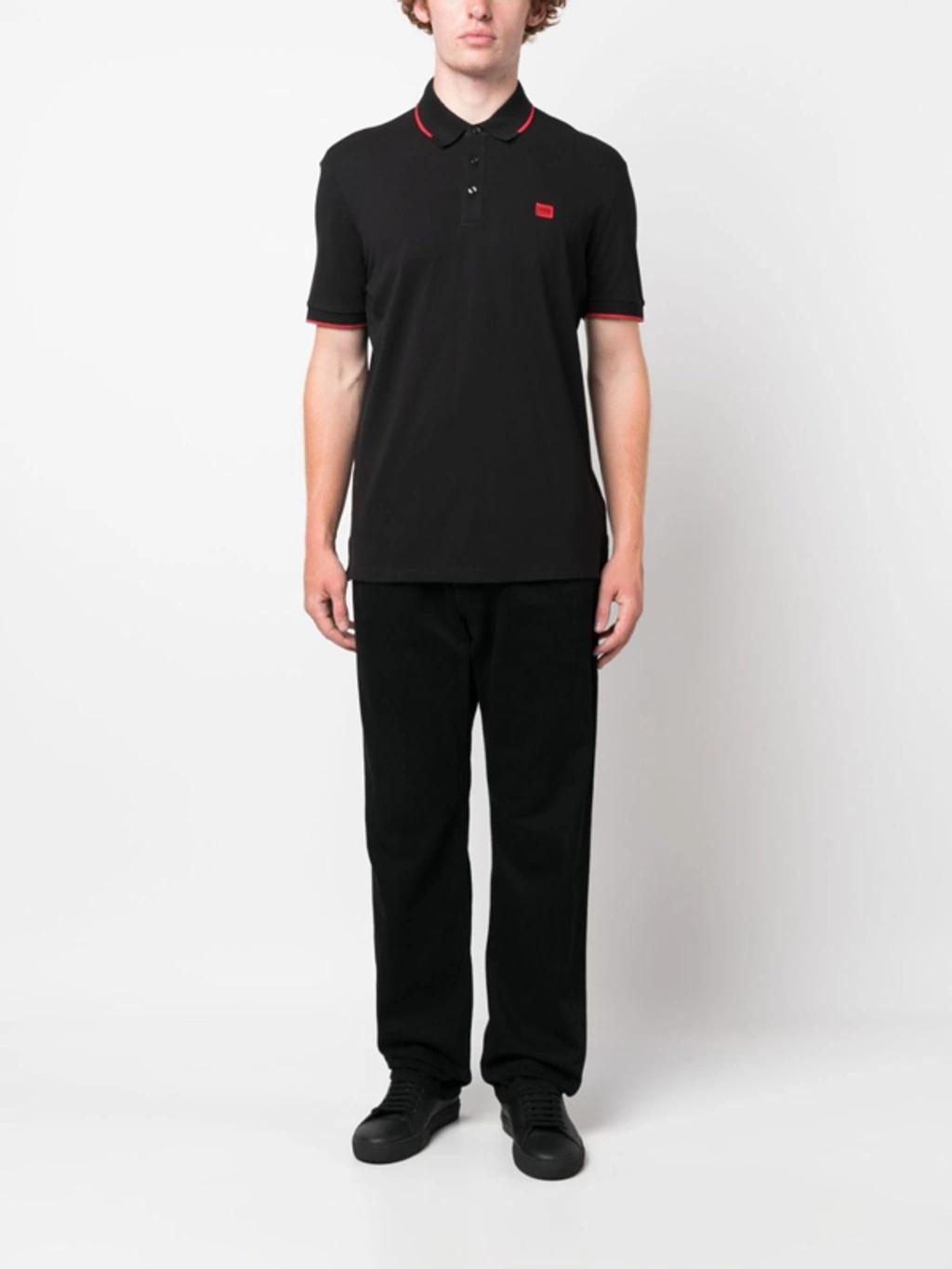 HUGO BOSS Dereso222 Logo-patch Polo Shirt In Black 001 Product Image