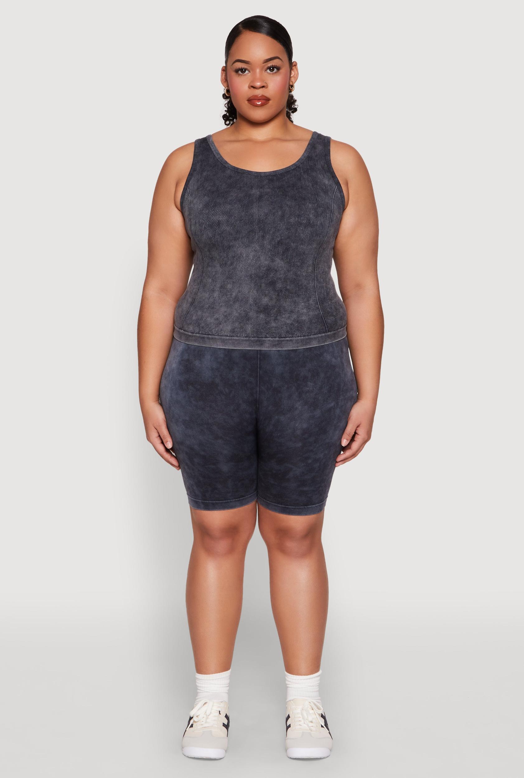 Womens Plus Size Mineral Wash Seamless Biker Shorts Product Image