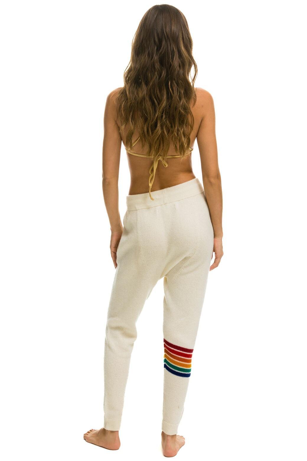RAINBOW 6 STRIPE CASHMERE RELAXED FIT PANT - VINTAGE WHITE Female Product Image