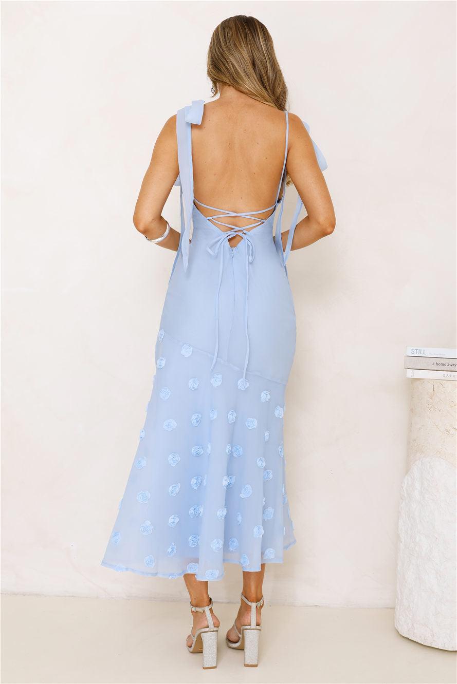 Whispering Petals Maxi Dress Blue Product Image