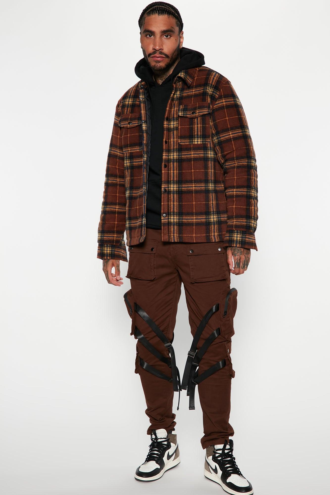 Check Out Flannel Shacket - Brown/combo Product Image
