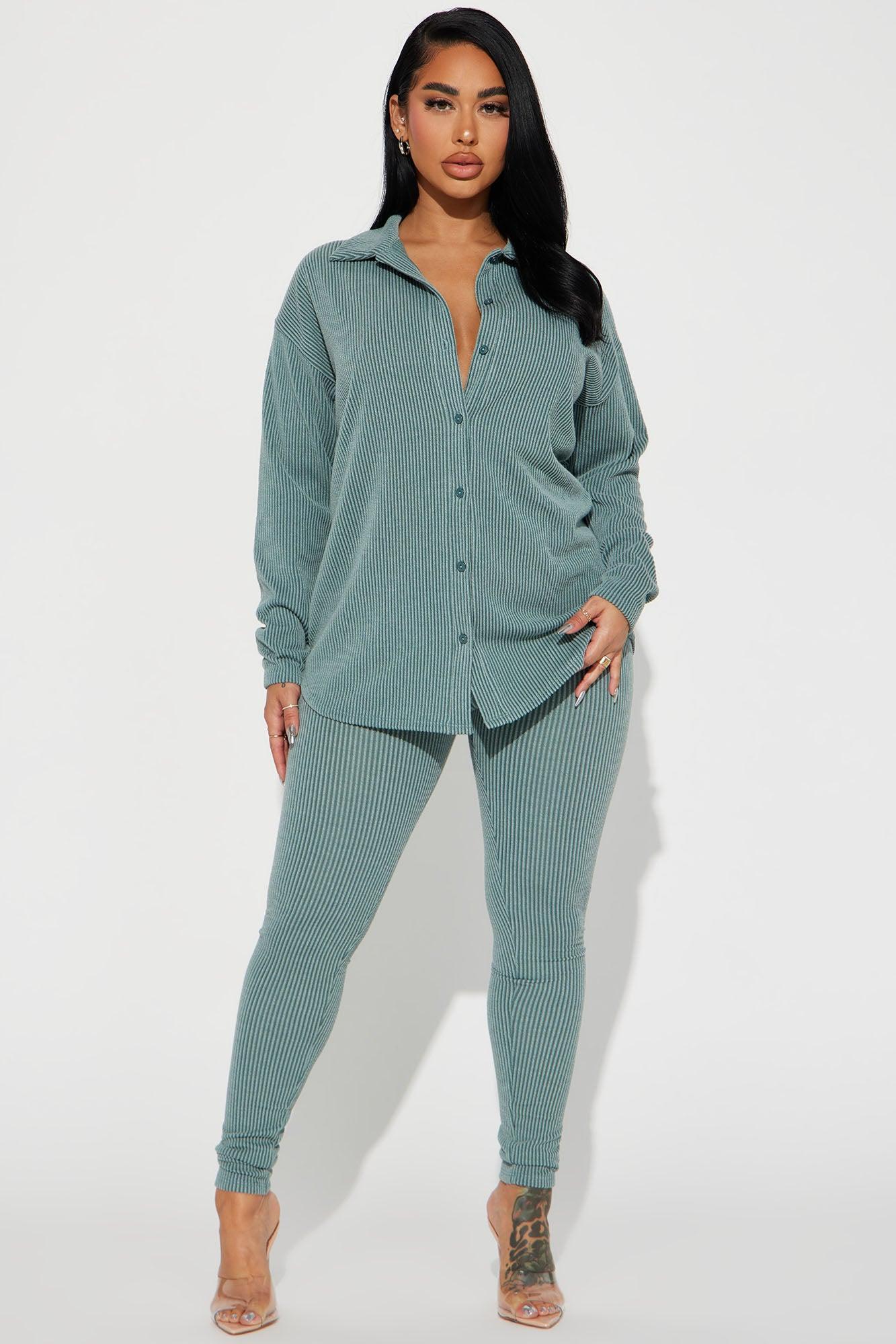 Maddie Ribbed Legging Set - Sage Product Image
