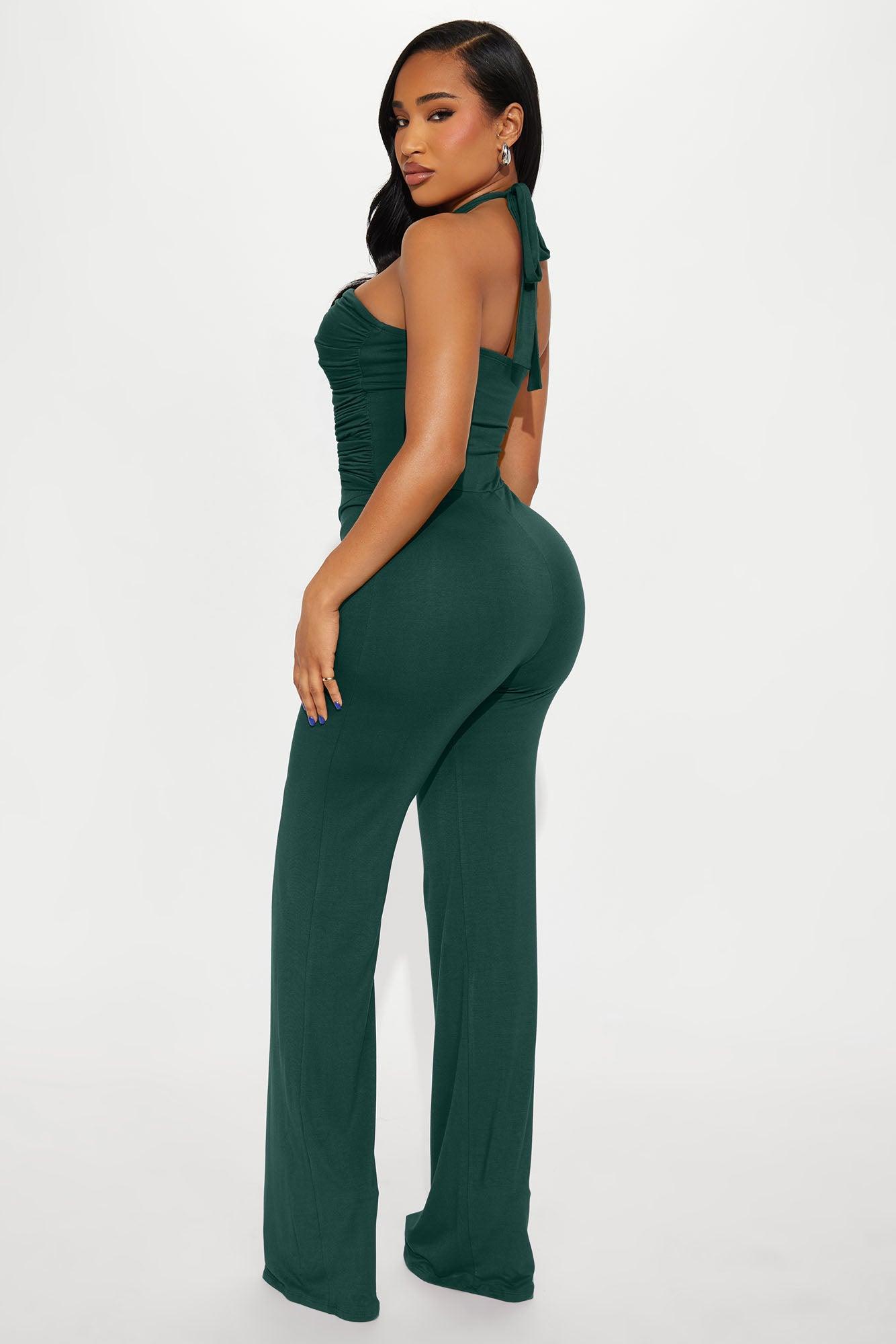 Never Going Back Jumpsuit - Hunter Green Product Image