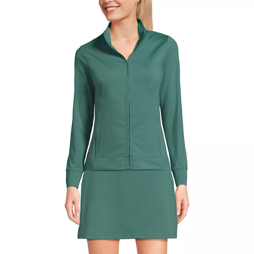 Women's Lands' End Long Sleeve High Impact Front Zip Jacket, Size: Large, Washed Green Product Image