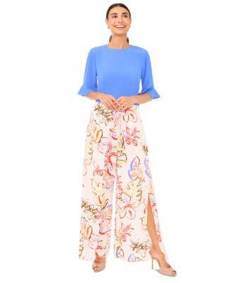 CeCe Ruffle Cuff Crew Neck Blouse (Rich ) Women's Clothing Product Image
