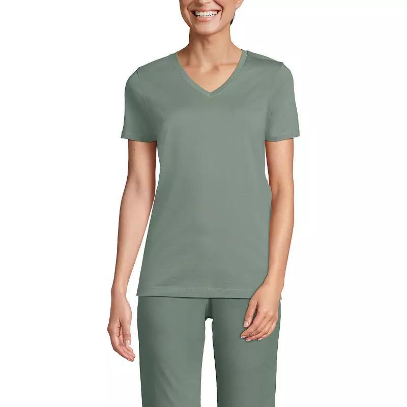 Women's Lands' End Relaxed-Fit Supima Cotton V-Neck Tee, Size: Small Tall, Blue Blossoms Product Image