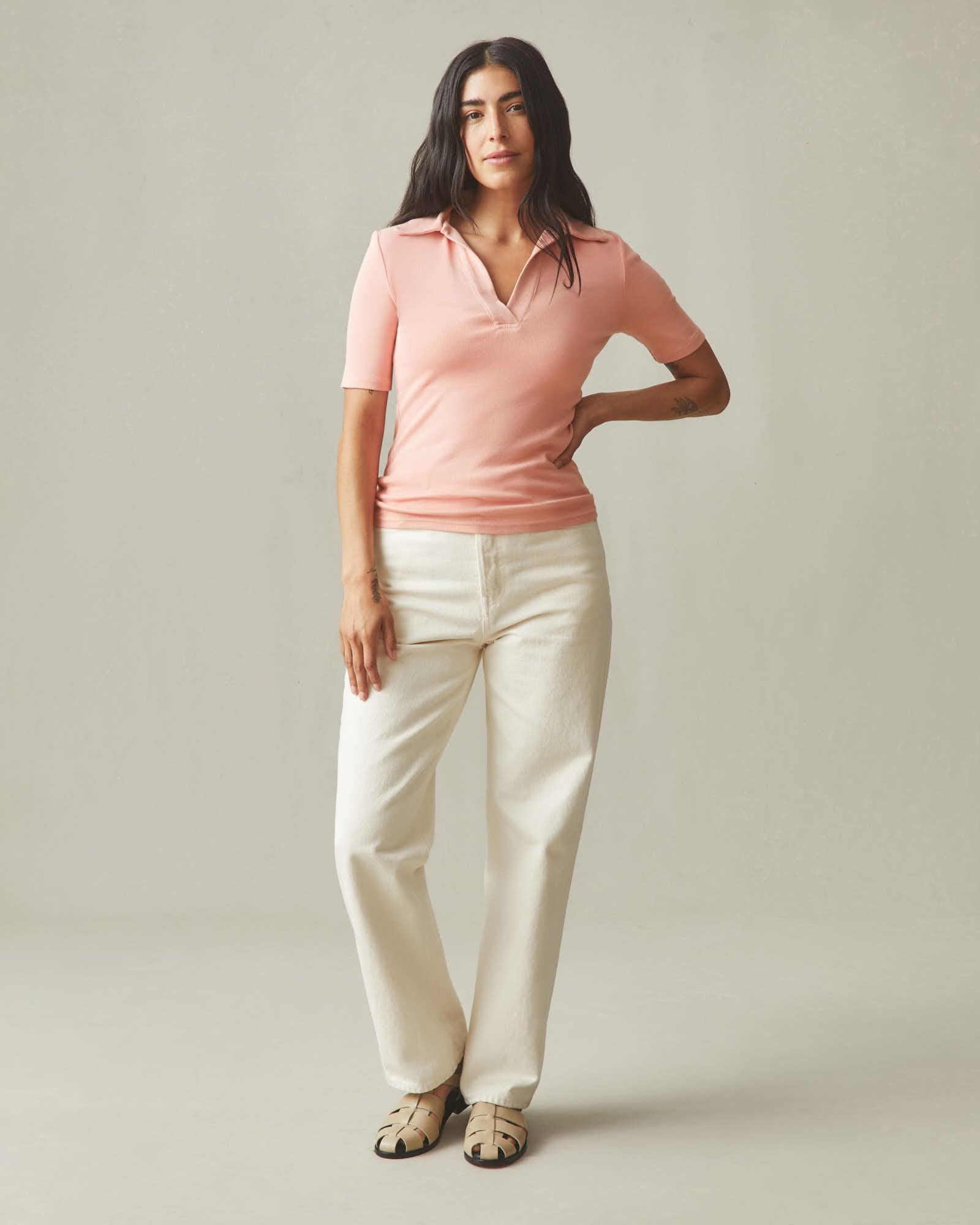 Women's Luxe Rib Popover - Coral Almond Product Image