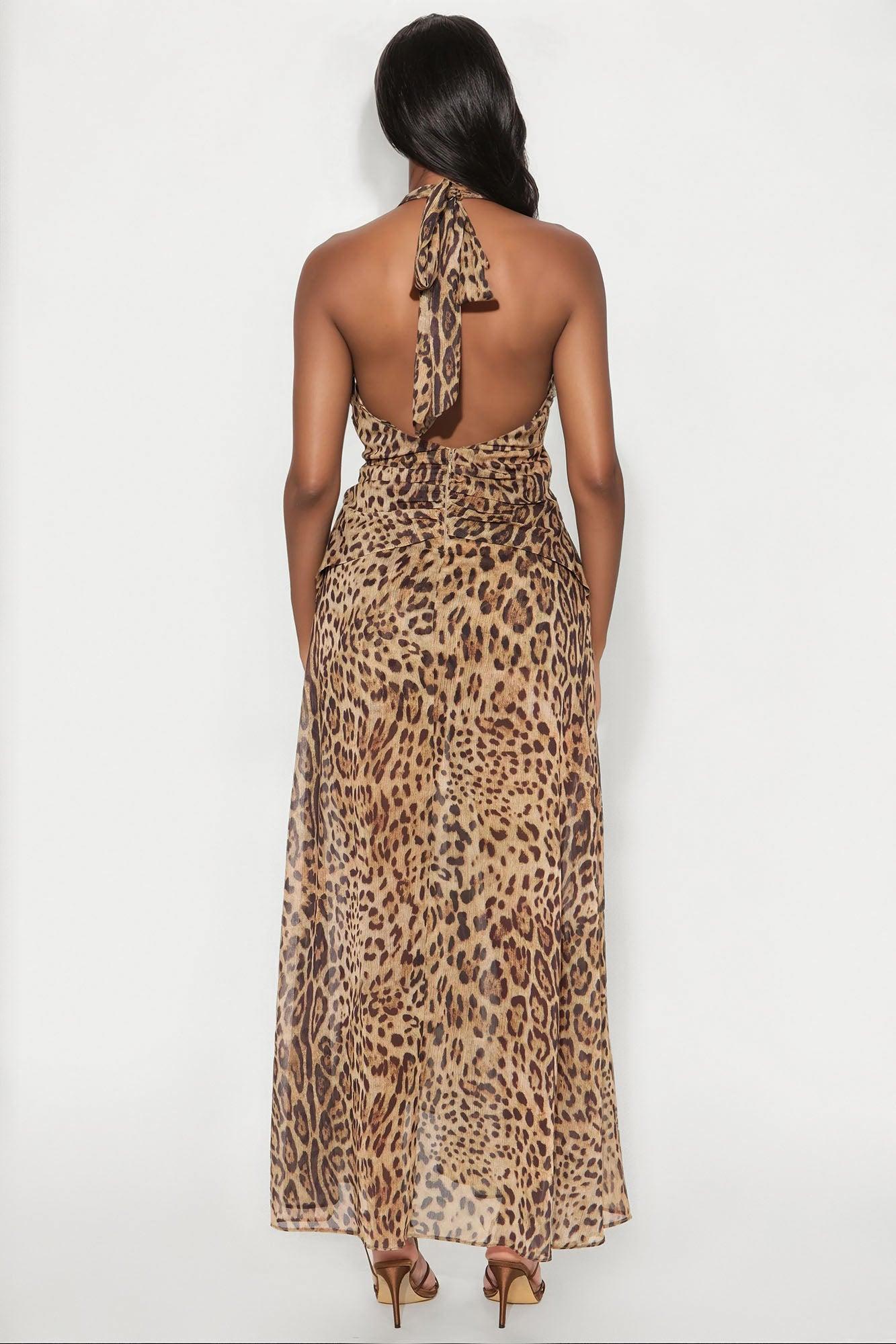 Luxury Vacation Leopard Chiffon Maxi Dress - Leopard Product Image