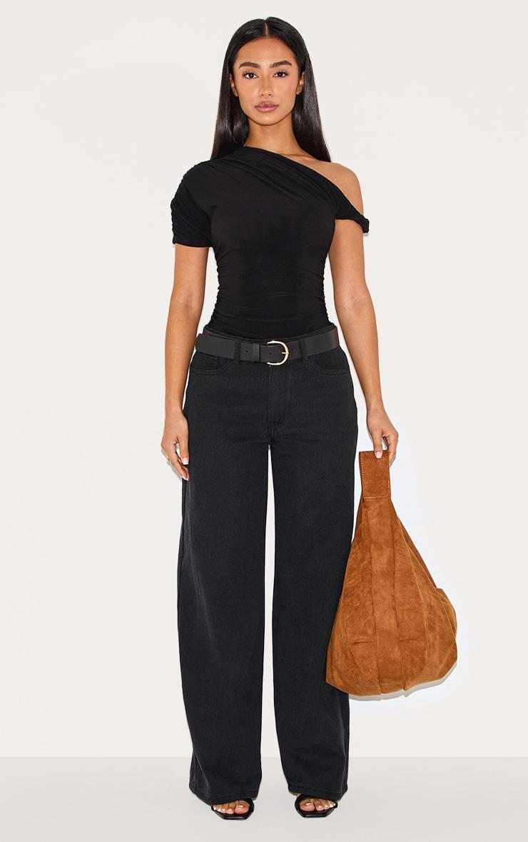 Petite Black Soft Touch Twist Detail Bodysuit Product Image