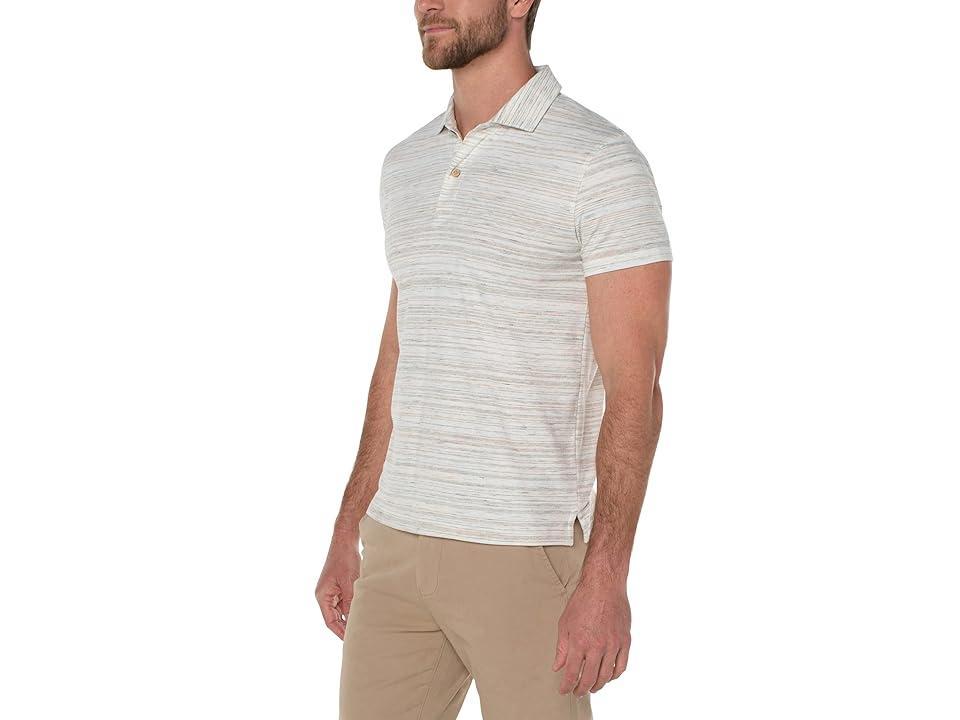 Liverpool Los Angeles Short Sleeve Henley Space Dye Knit (Cream ) Men's Short Sleeve Knit Product Image