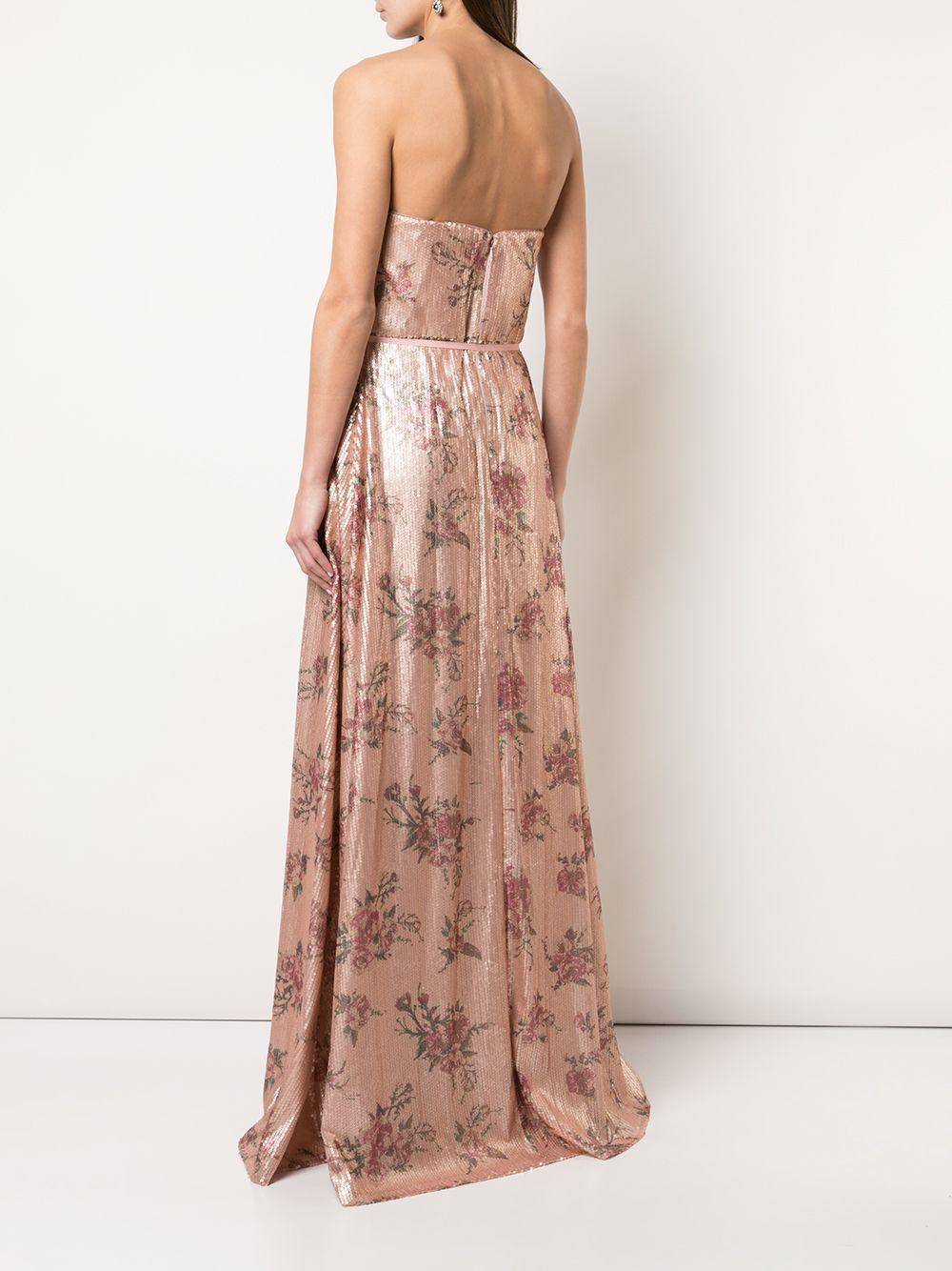 bridesmaid floral-printed sequin gown Product Image