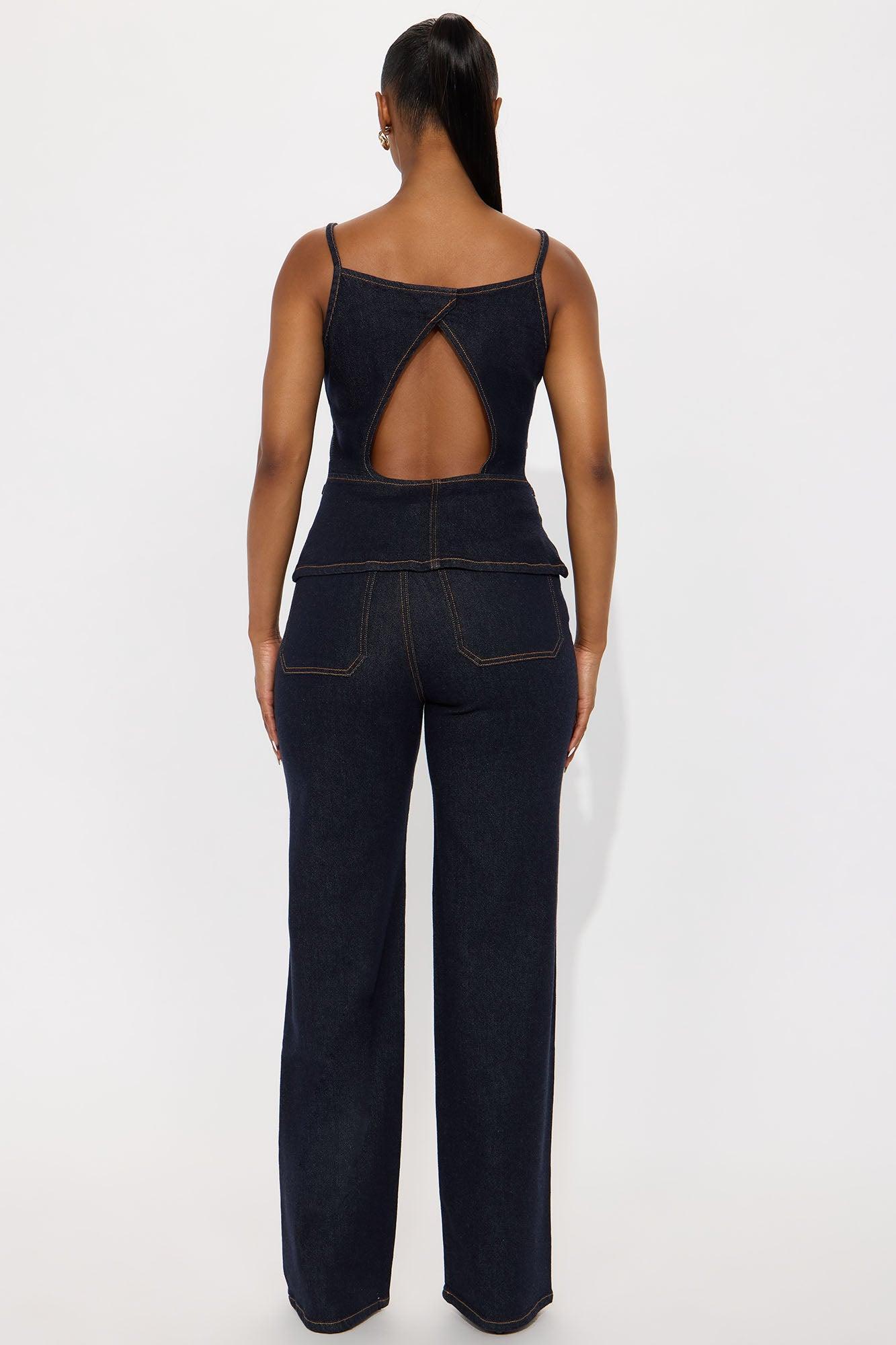 Minimal Behavior Stretch Denim Pant Set - Dark Wash Female Product Image