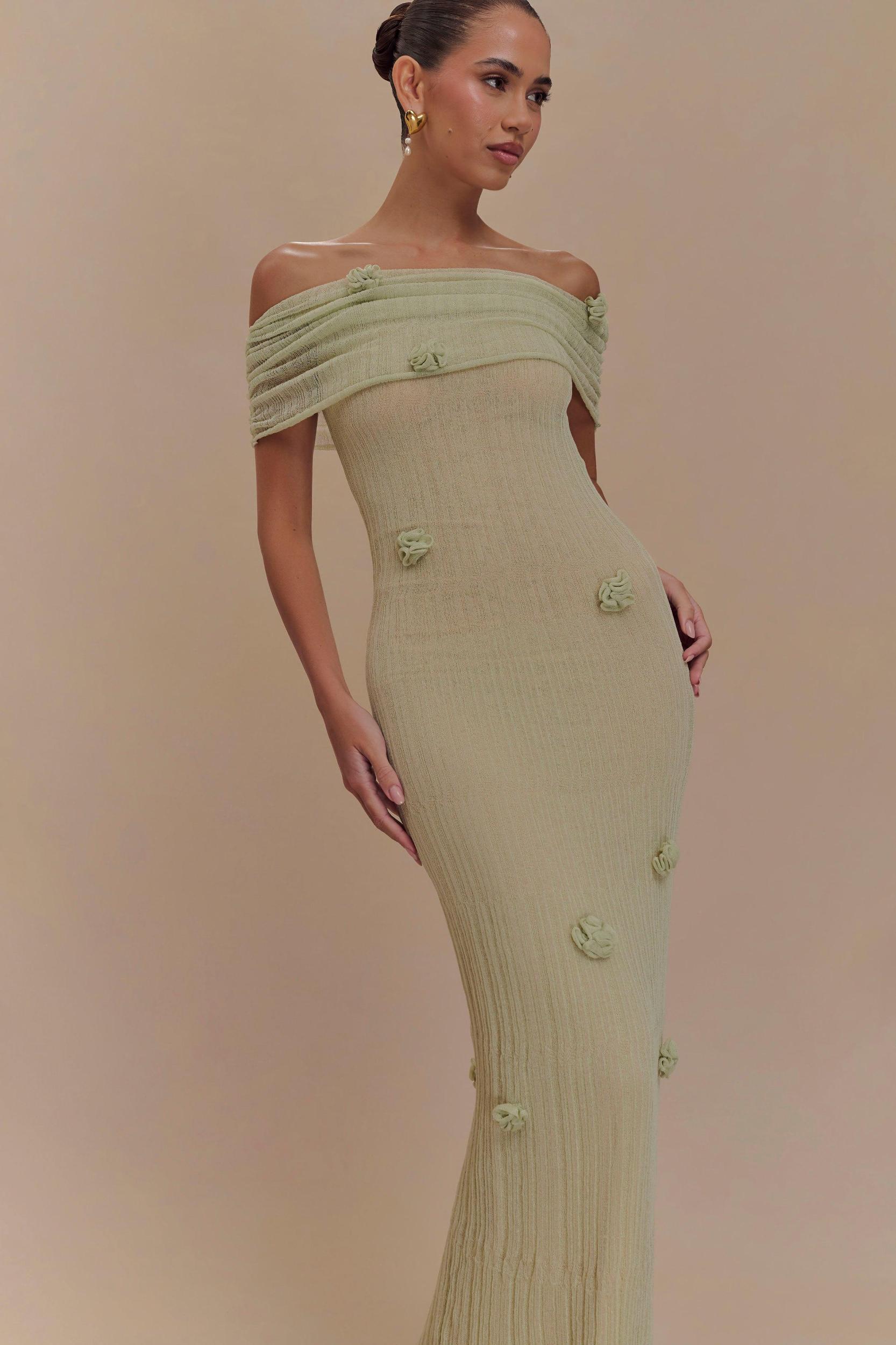 Brynn Orchid Knit Maxi Dress - Pastel Green Product Image