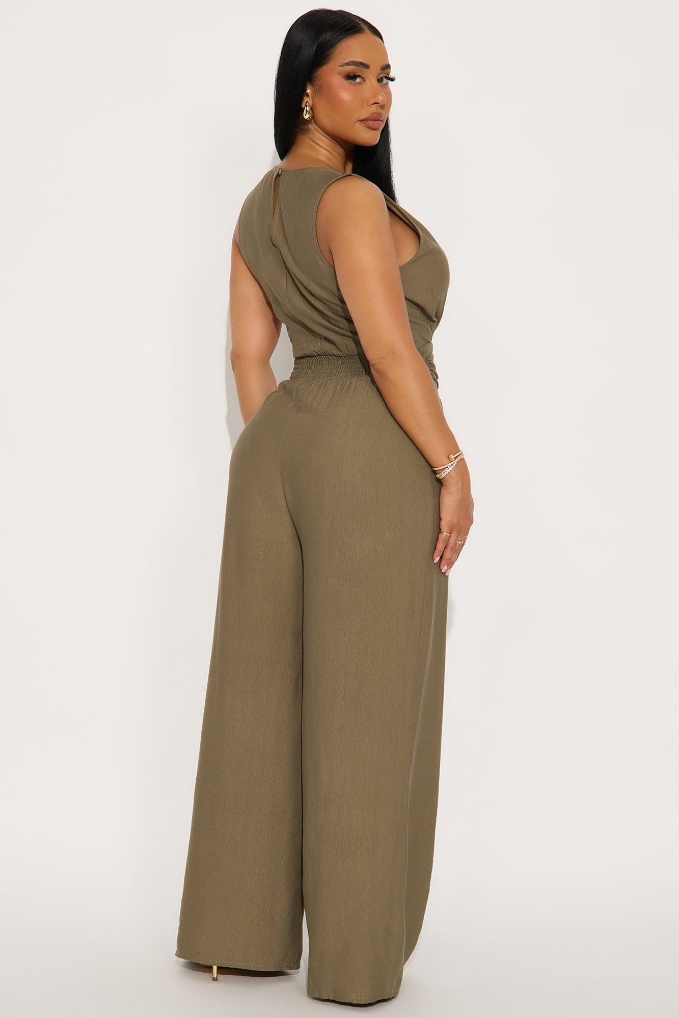 Serenity Wide Leg Jumpsuit - Olive Product Image