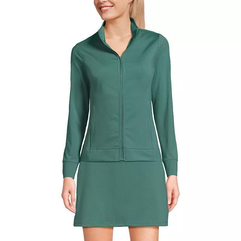 Women's Lands' End Long Sleeve High Impact Front Zip Jacket, Size: Large, Washed Green Product Image