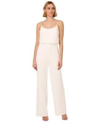 Adrianna Papell Crepe Chain Strap Jumpsuit (Ivory) Women's Dress Product Image