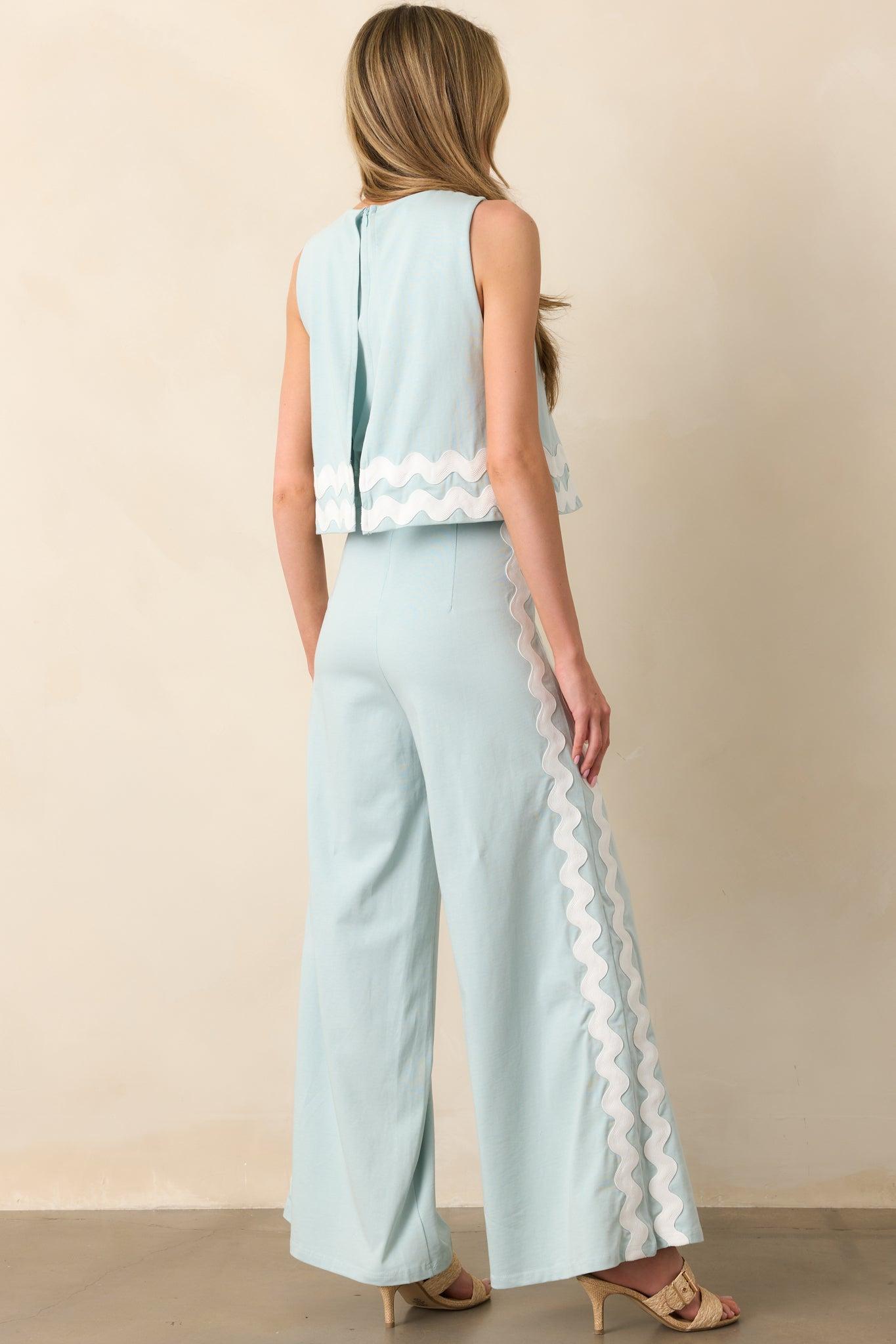 Kayla Ancient Waters Aqua Cotton Jumpsuit Product Image