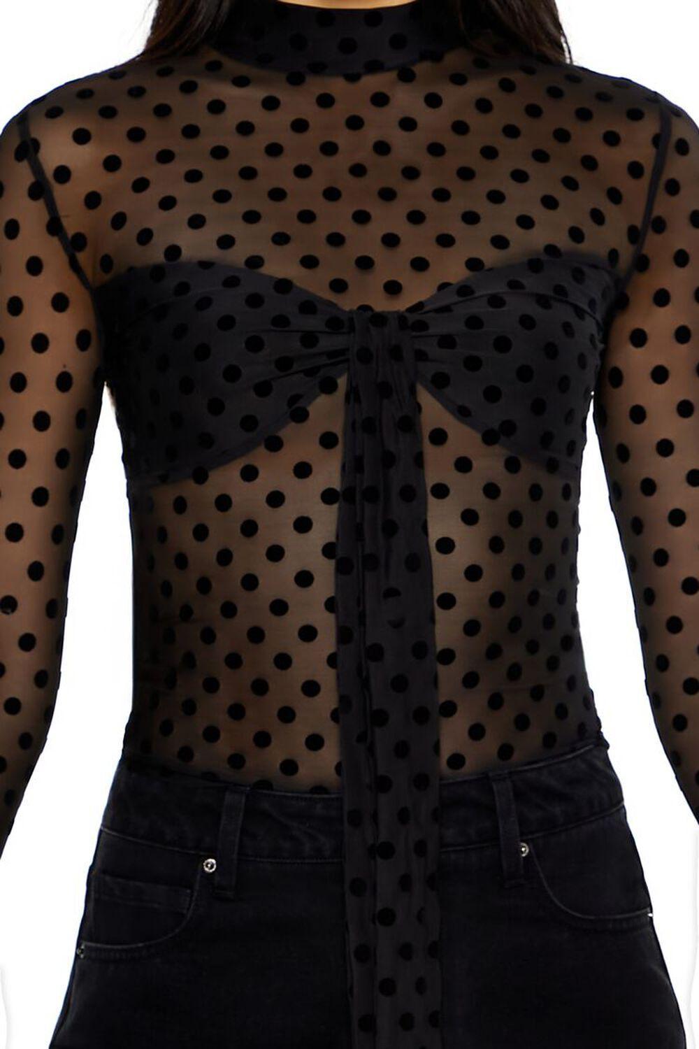 Mesh Polka Dot Mock Neck Top | Forever 21 Product Image