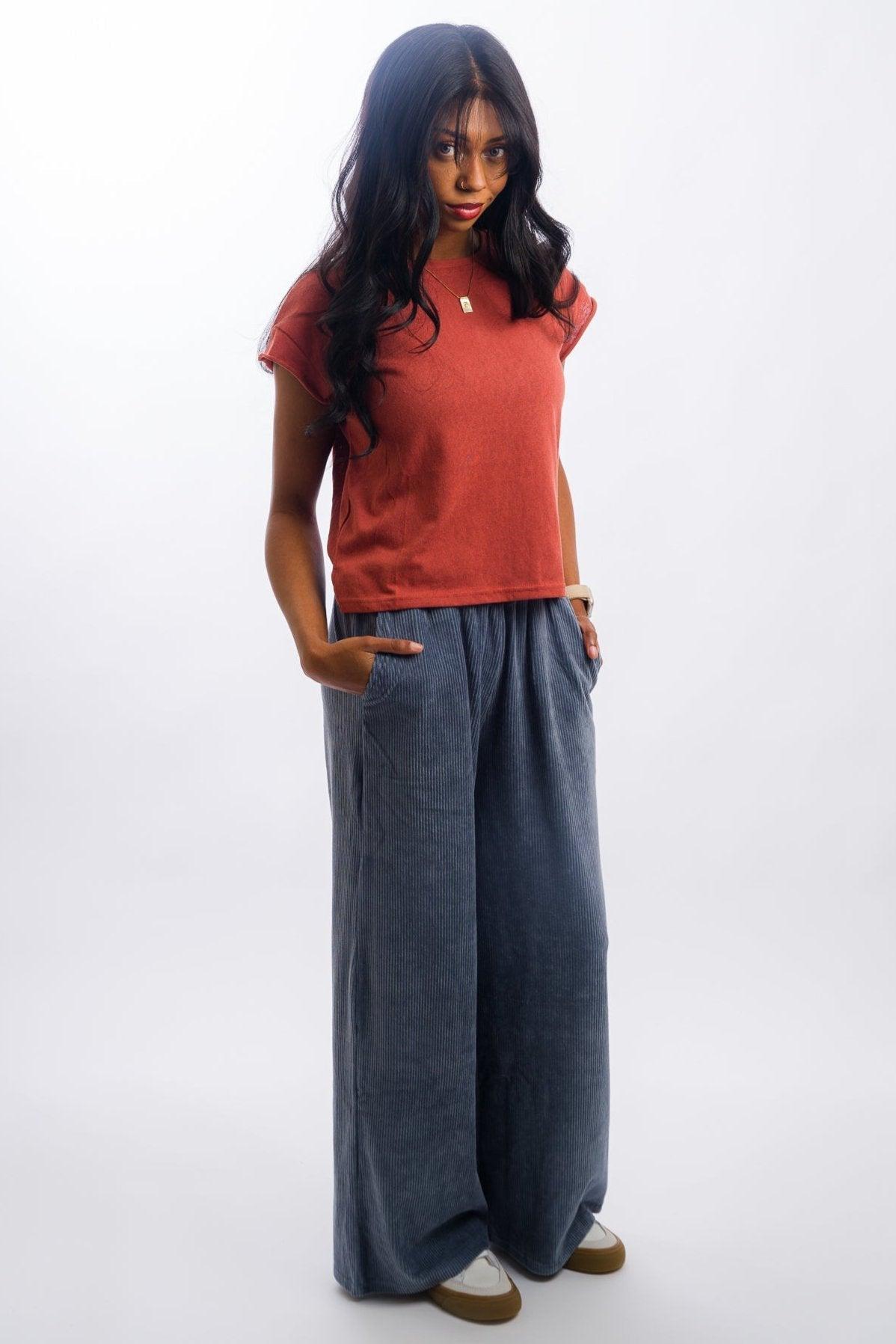 Native Youth Hayter Corduroy Wide Leg Trouser - Blue Product Image