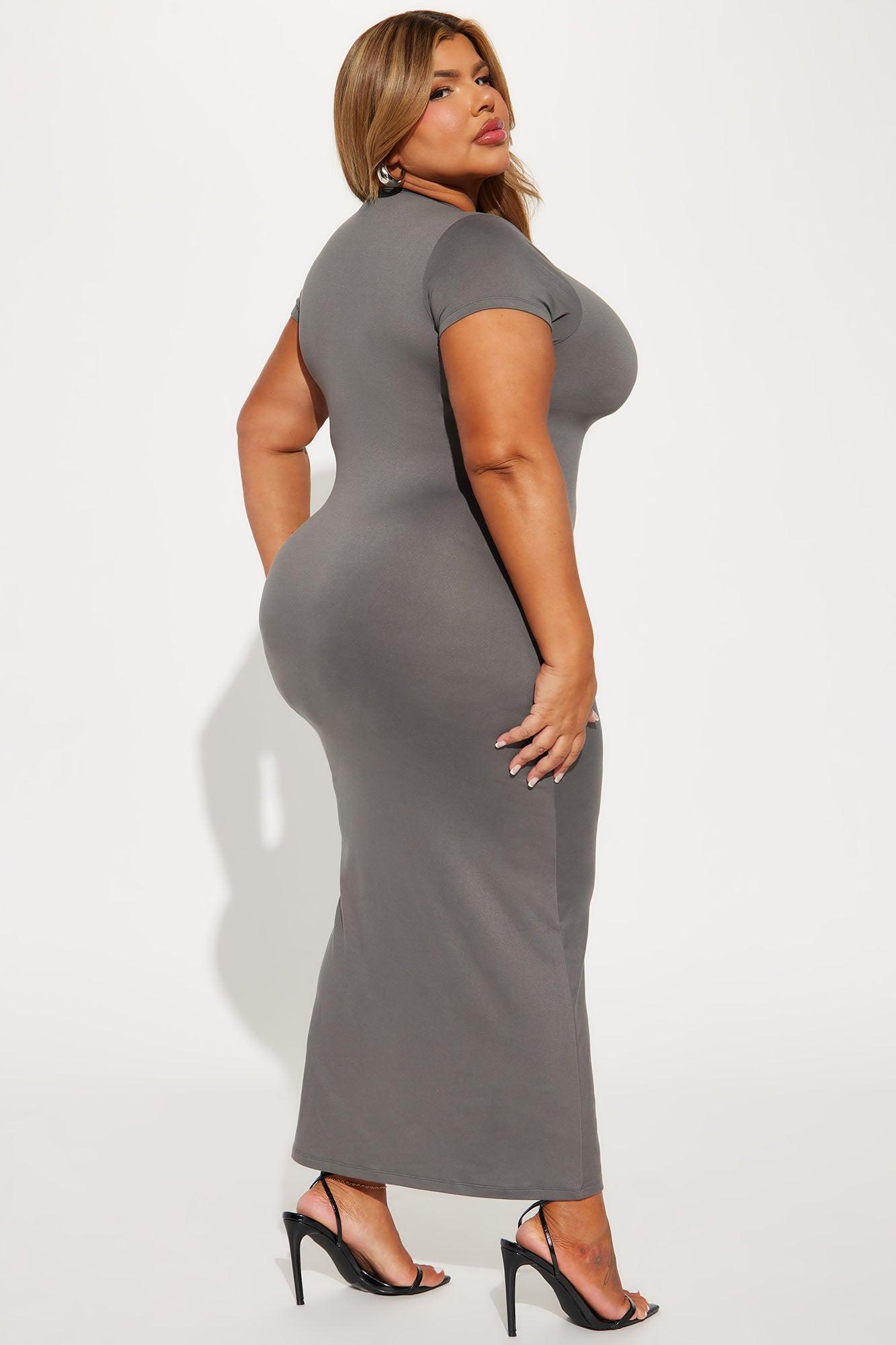 Dani Ruched Midi Dress - Grey Product Image