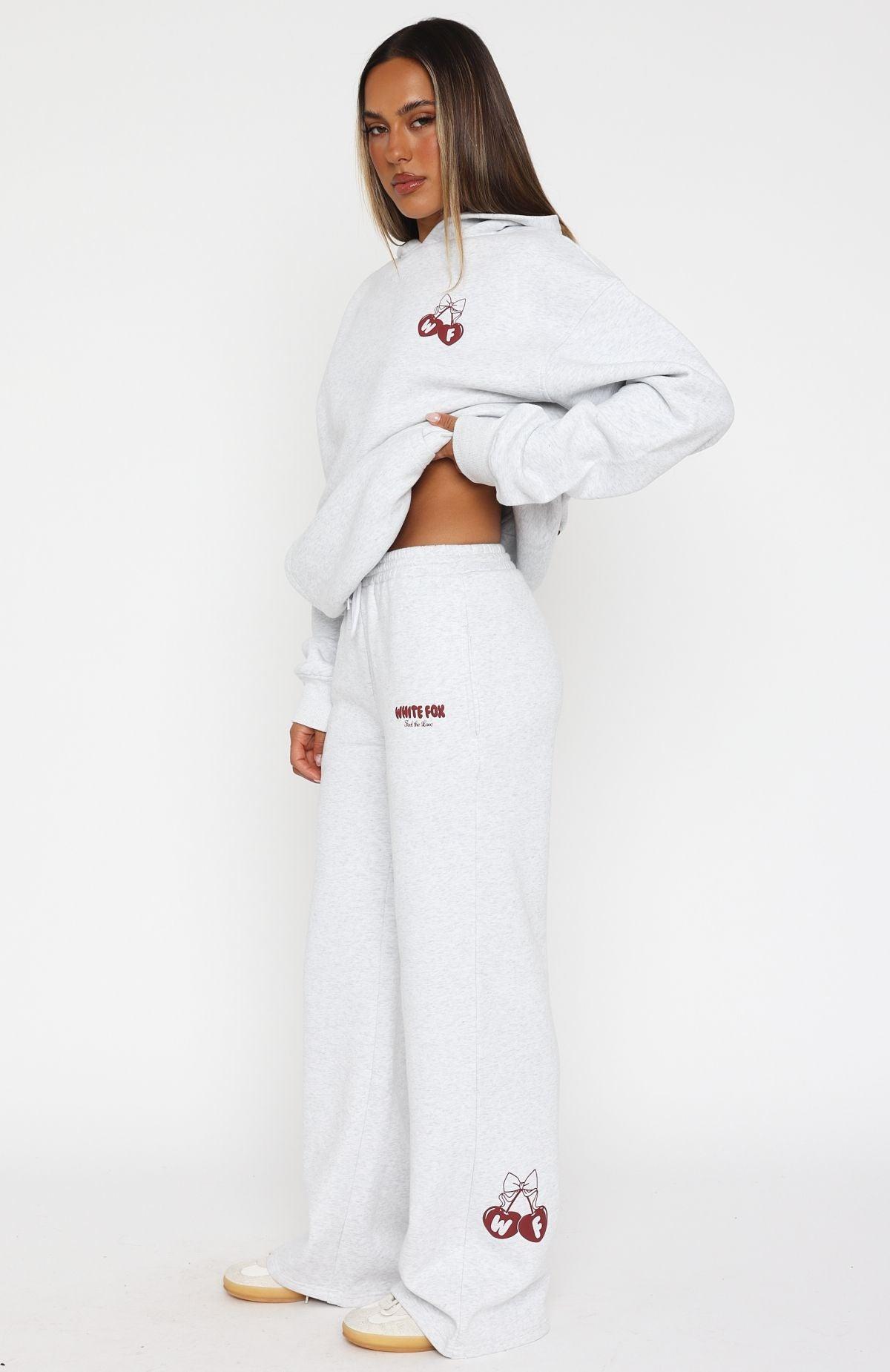 Feel The Love Wide Leg Sweatpants Grey Marle Product Image