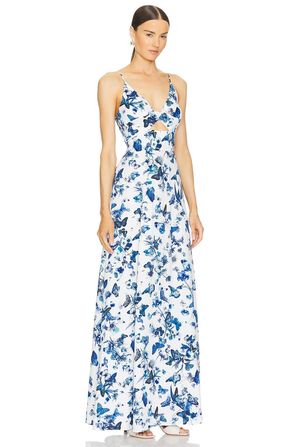 Porter Twisted Front Dress in White & Blue L'AGENCE Product Image