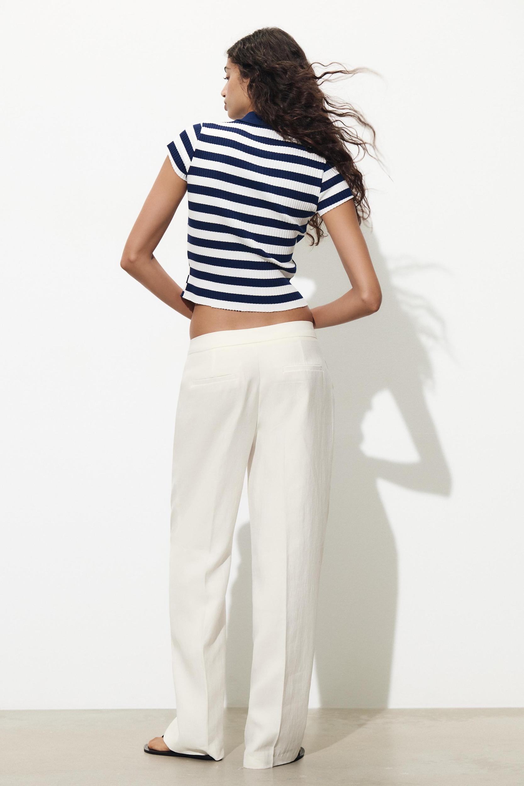 STRIPED RIBBED POLO SHIRT Product Image