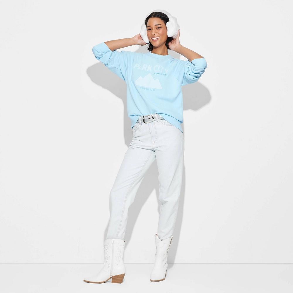 Womens Park City Ski Club Graphic Sweatshirt - Light Blue Product Image
