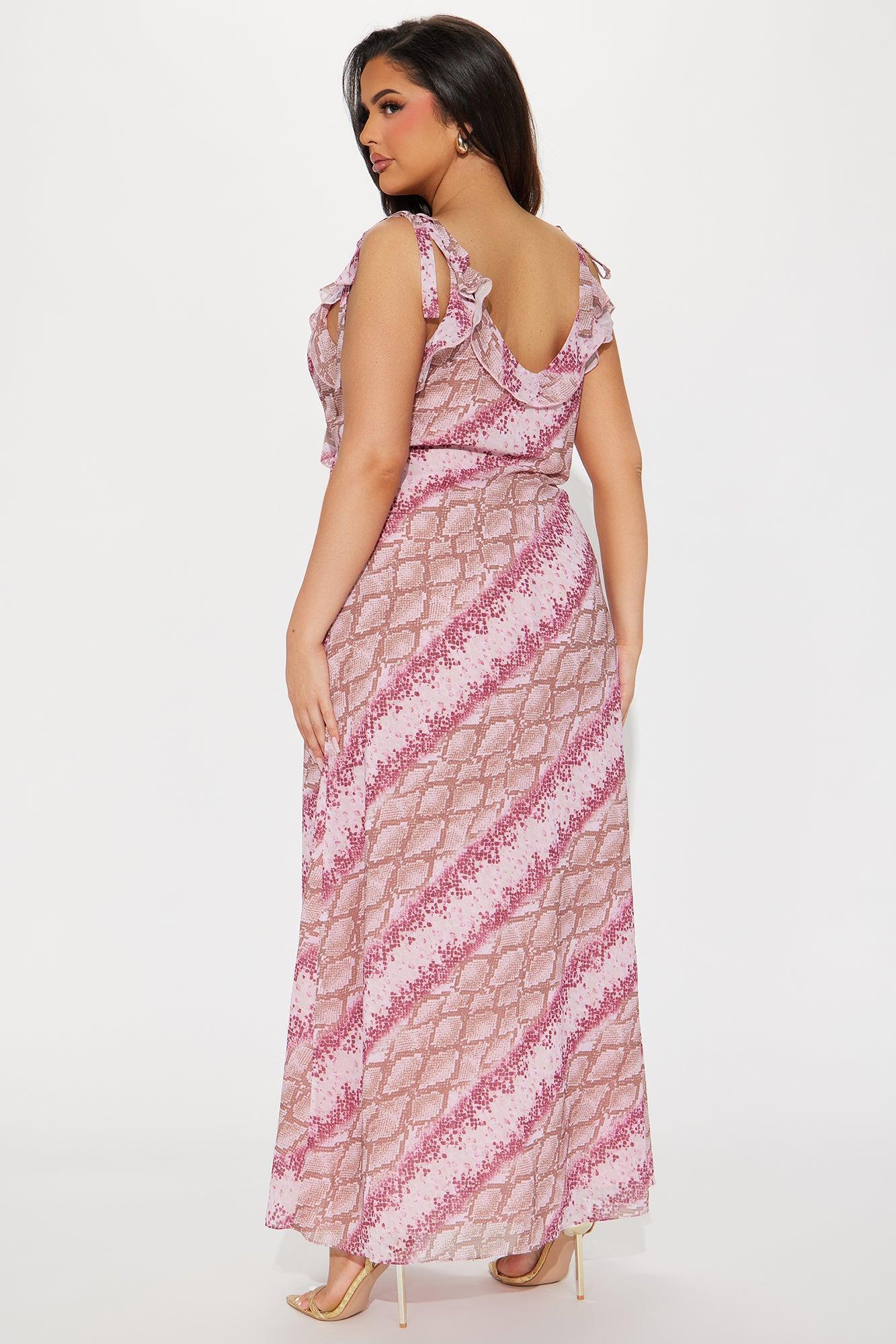 Juliette Chiffon Ruffle Maxi Dress - Burgundy Product Image