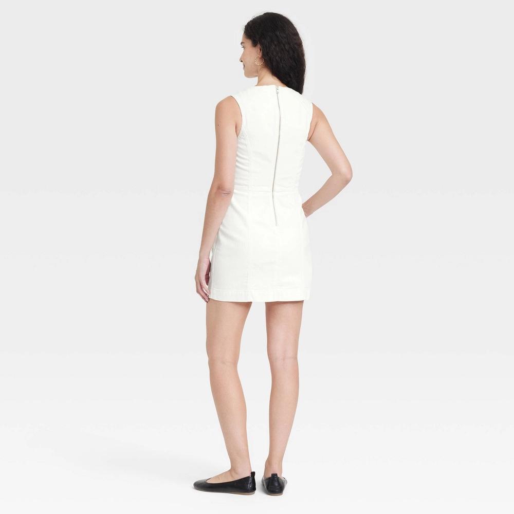 Women's Mini Dress - Universal Thread™ White Wash 6: Cotton Spandex, Sleeveless Crew Neck, Back Zipper Product Image
