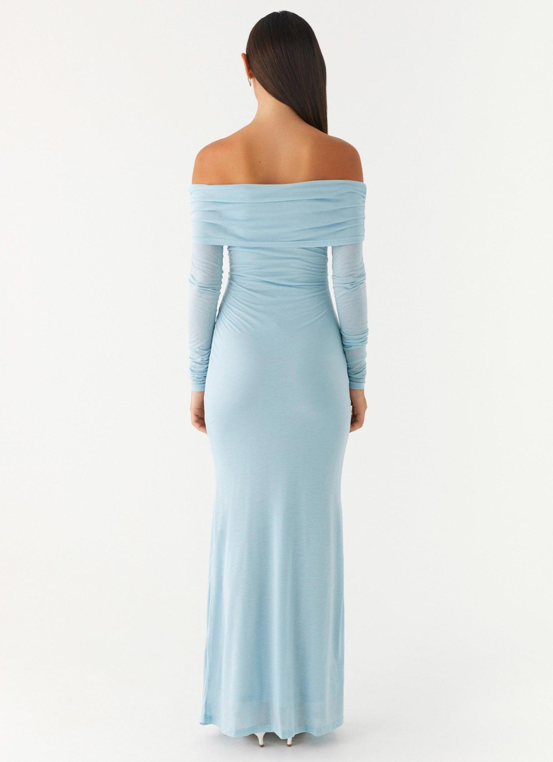 Cocoa Long Sleeve Maxi Dress - Blue Product Image