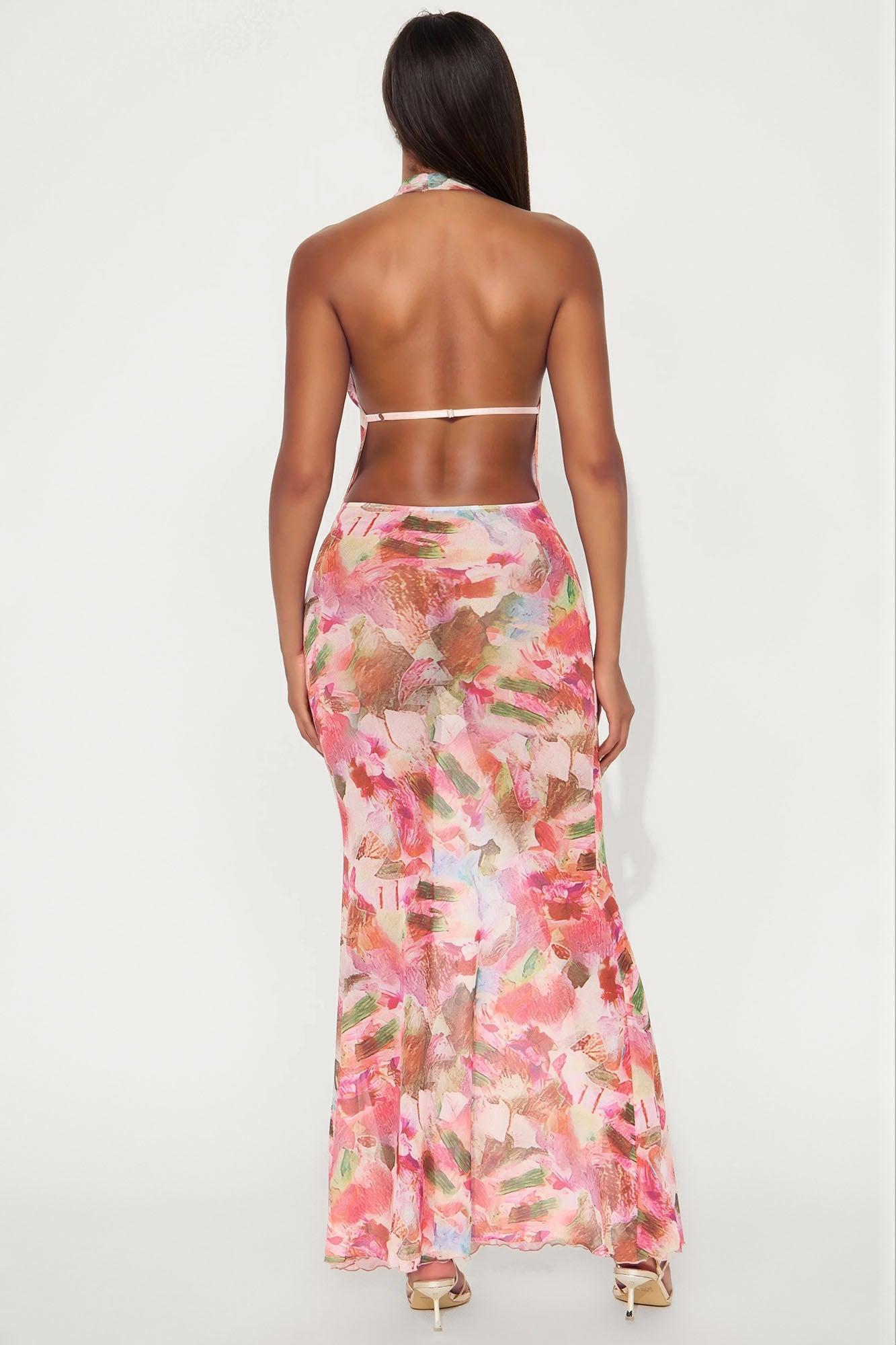 Mariposa Mesh Maxi Dress - Fuchsia/combo Product Image