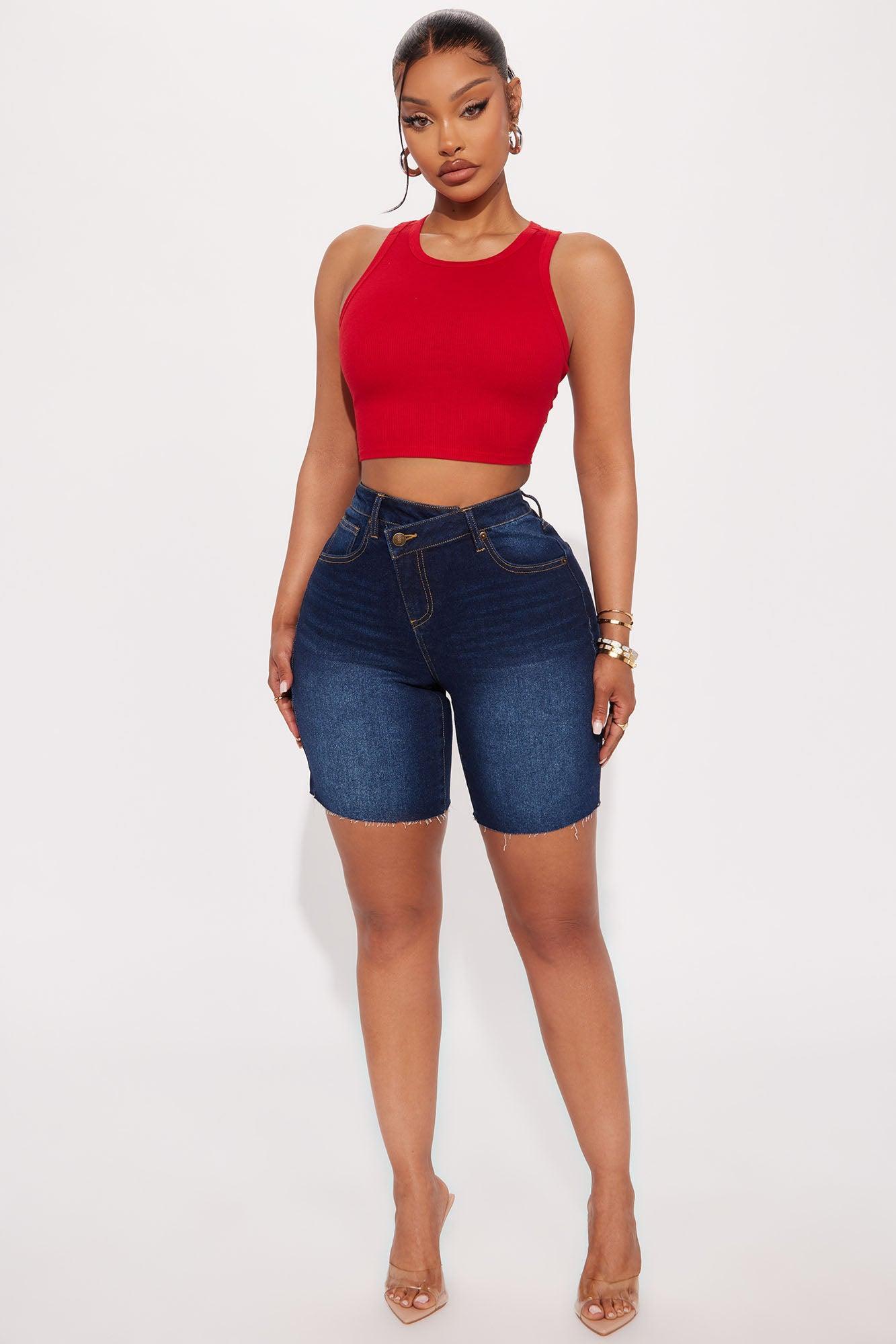 Cara Ribbed Tank - Red Product Image