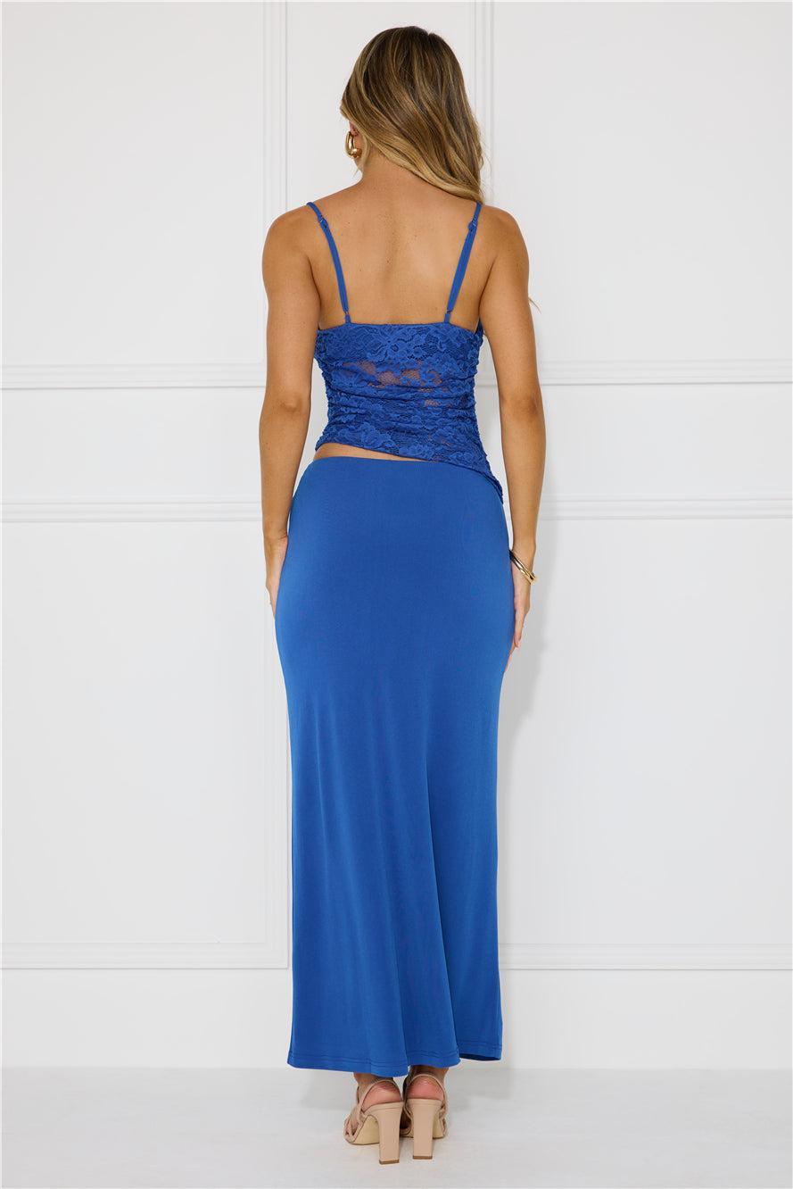 Stylish Luxury Lace Maxi Dress Blue Product Image