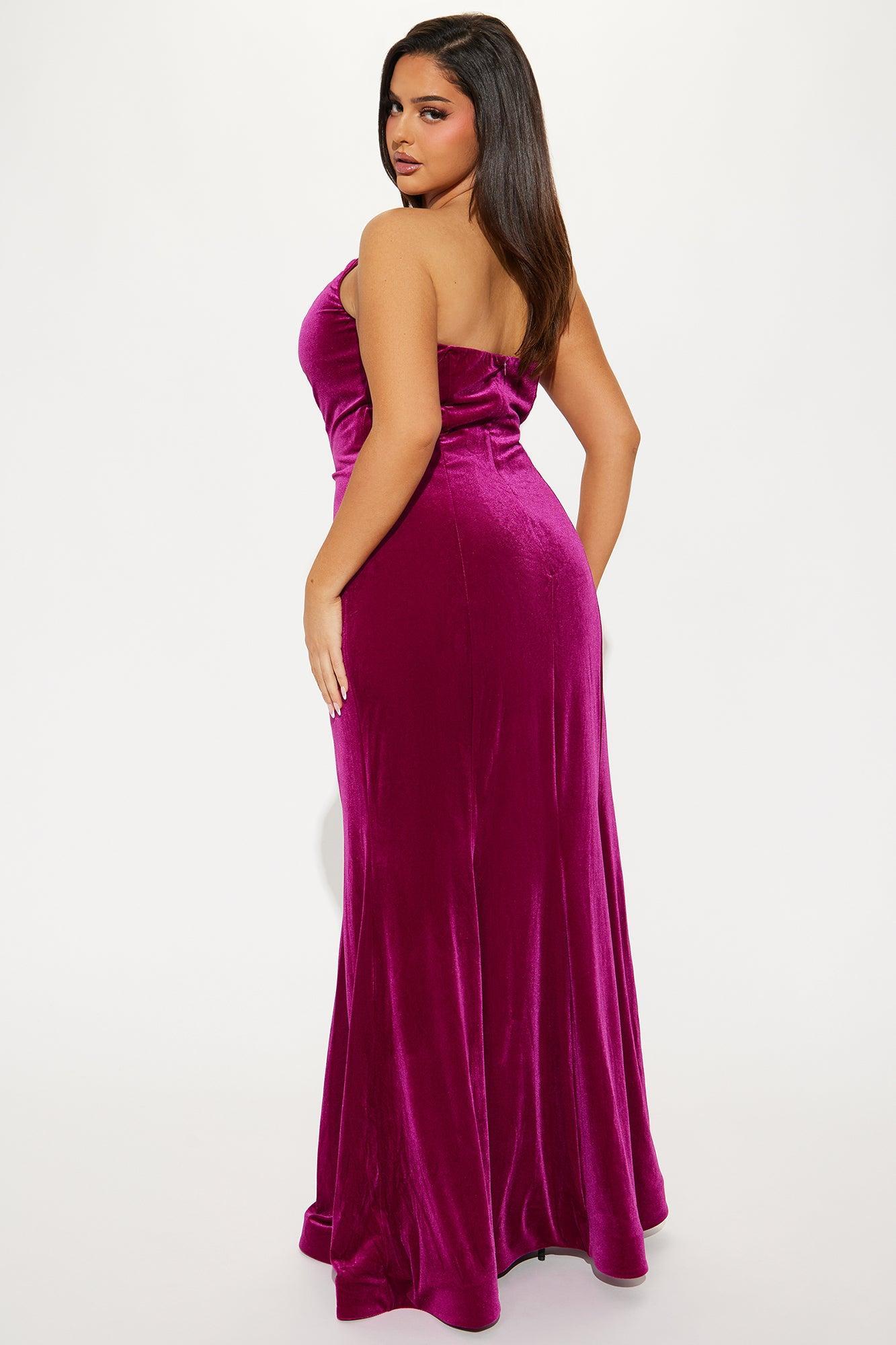 Lydia Velvet Maxi Dress - Magenta Product Image