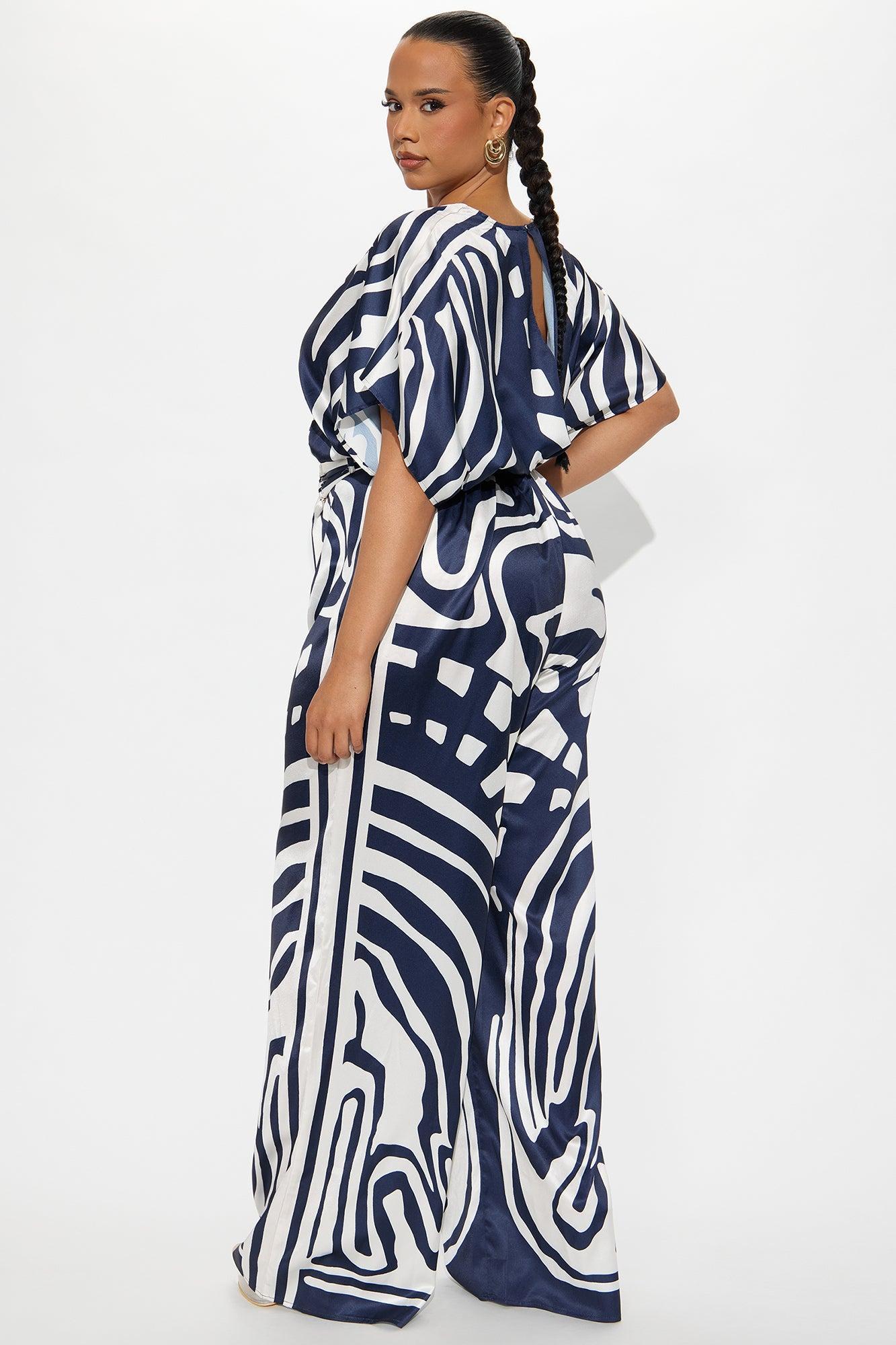 Solora Satin Jumpsuit - Navy/combo Product Image