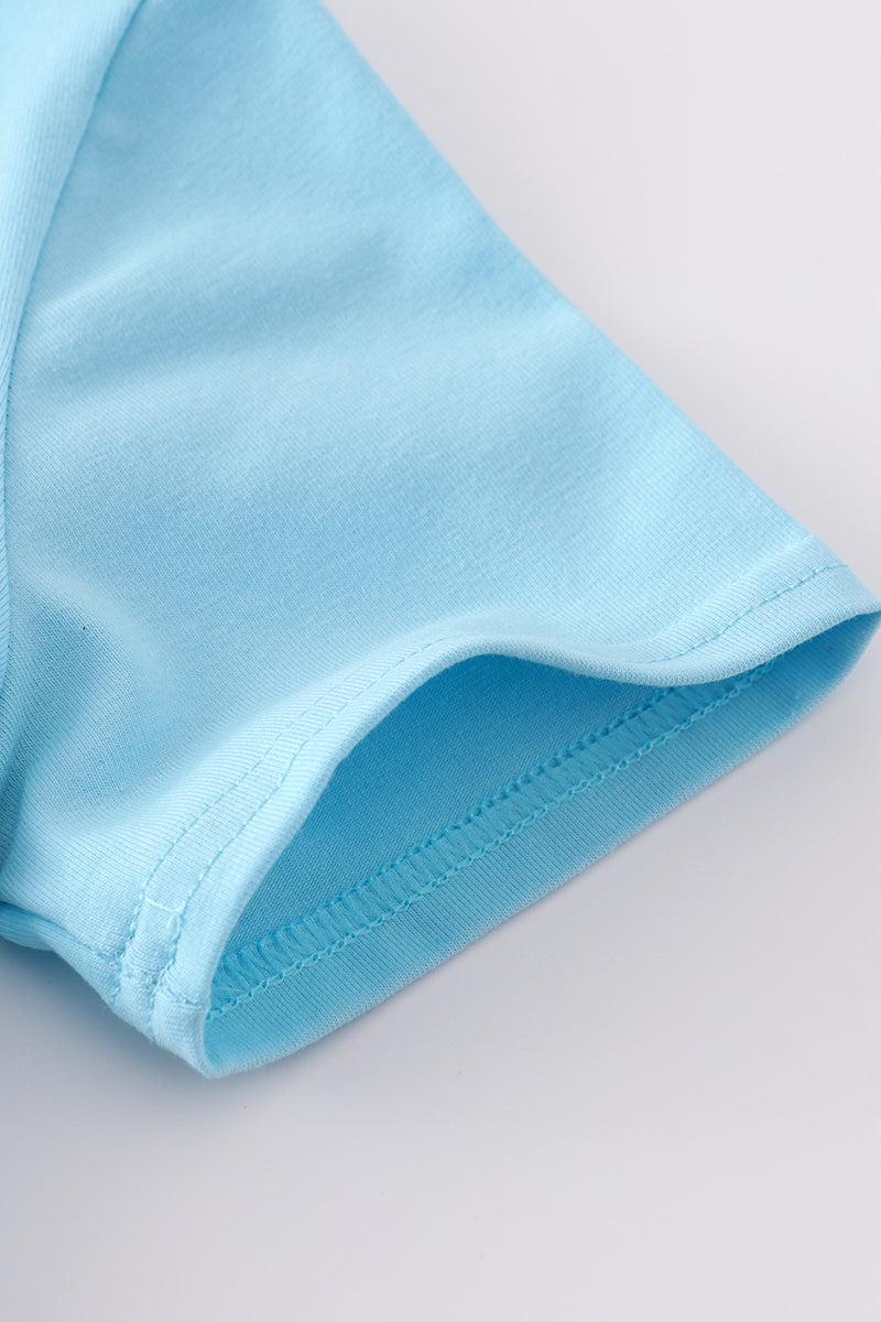 Blue apple french knot shorts set Product Image