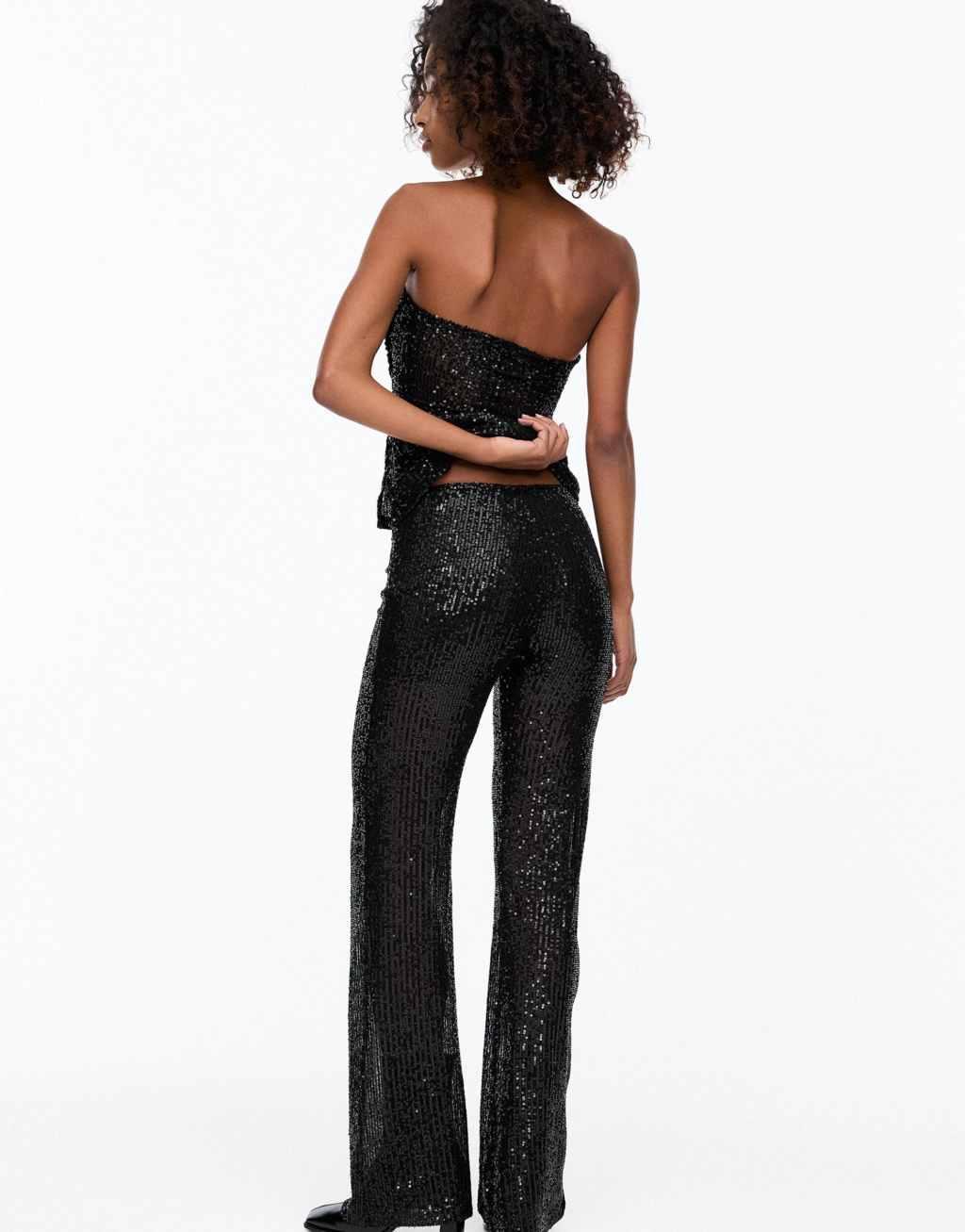 Pull&Bear x Dixie D'Amelio sequin pants in black Product Image